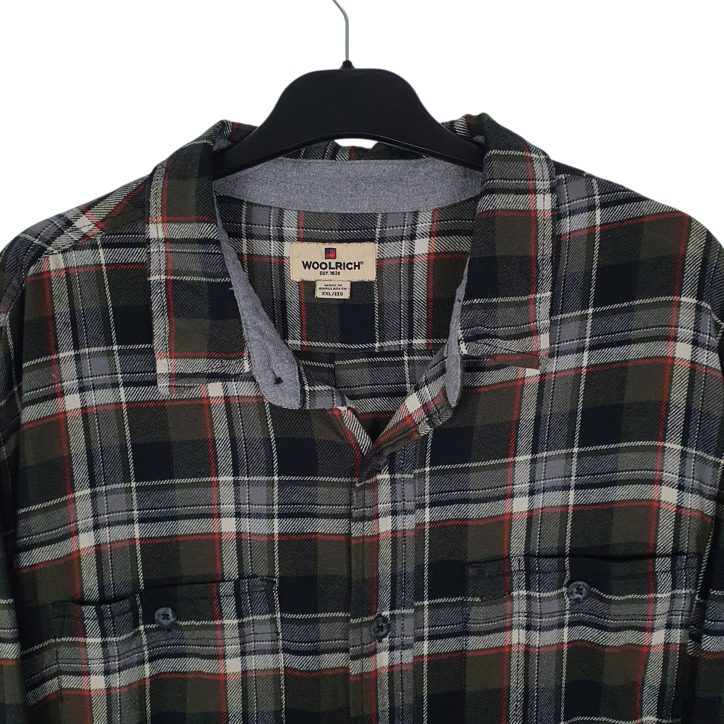 Mens Green Woolrich Thick Flannel Plaid  Shirt