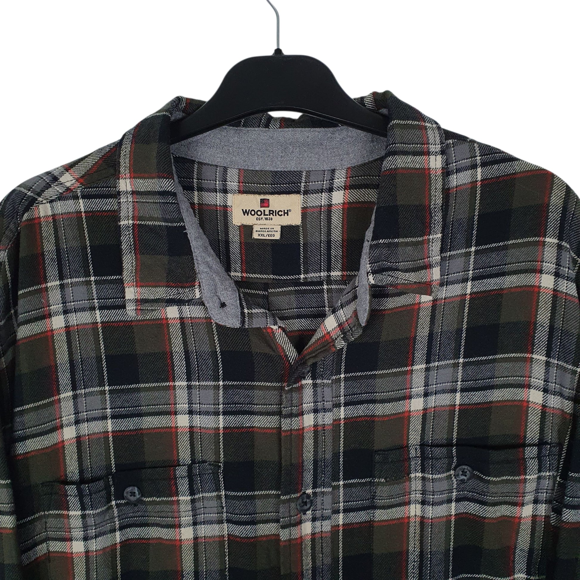 Mens Green Woolrich Thick Flannel Plaid  Shirt