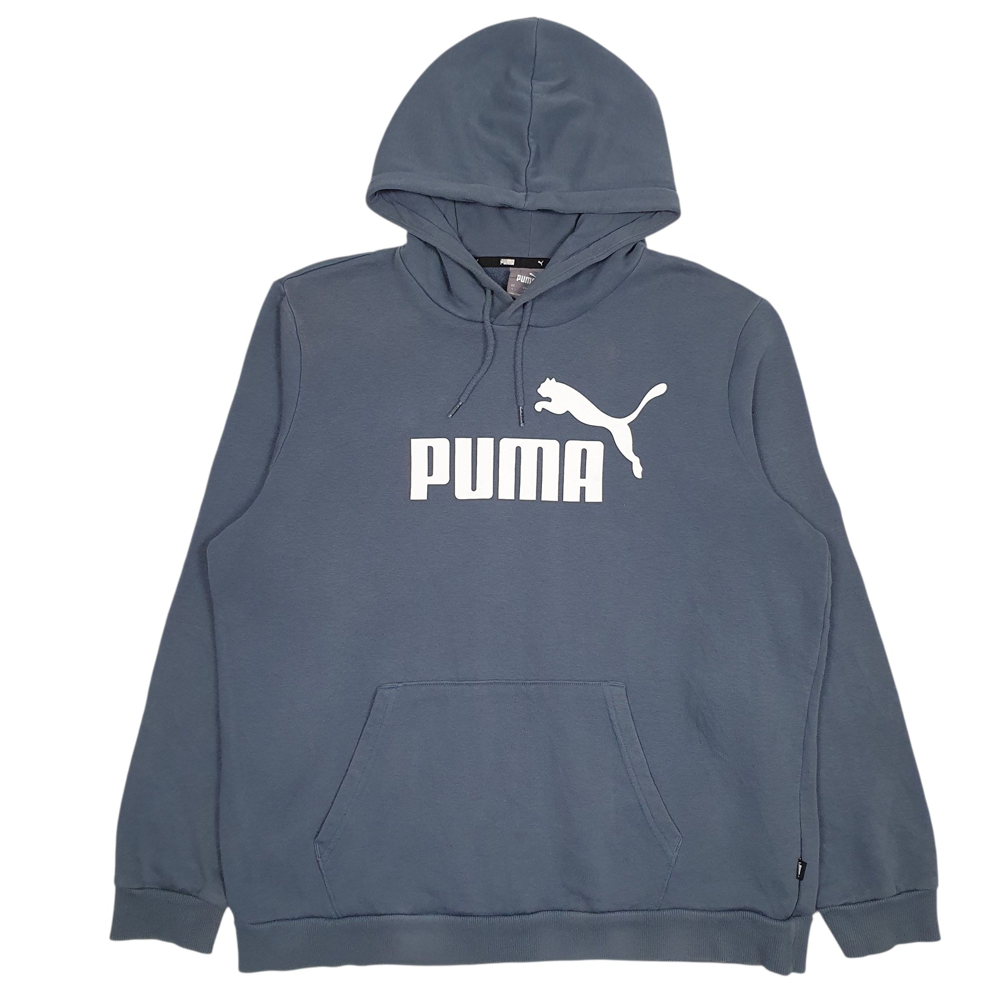 Mens Blue Puma Spellout Hoodie Jumper