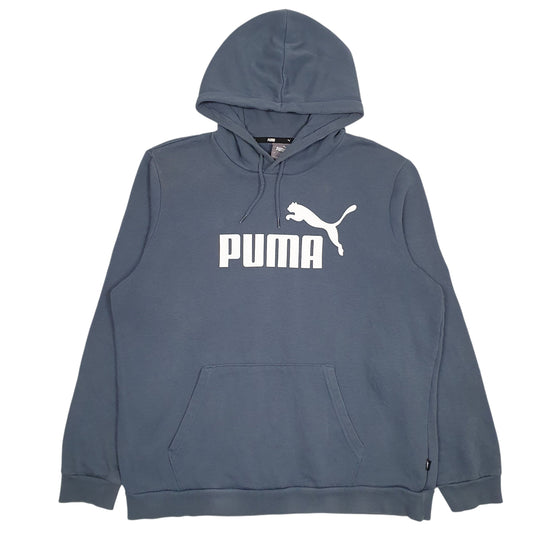 Mens Blue Puma Spellout Hoodie Jumper
