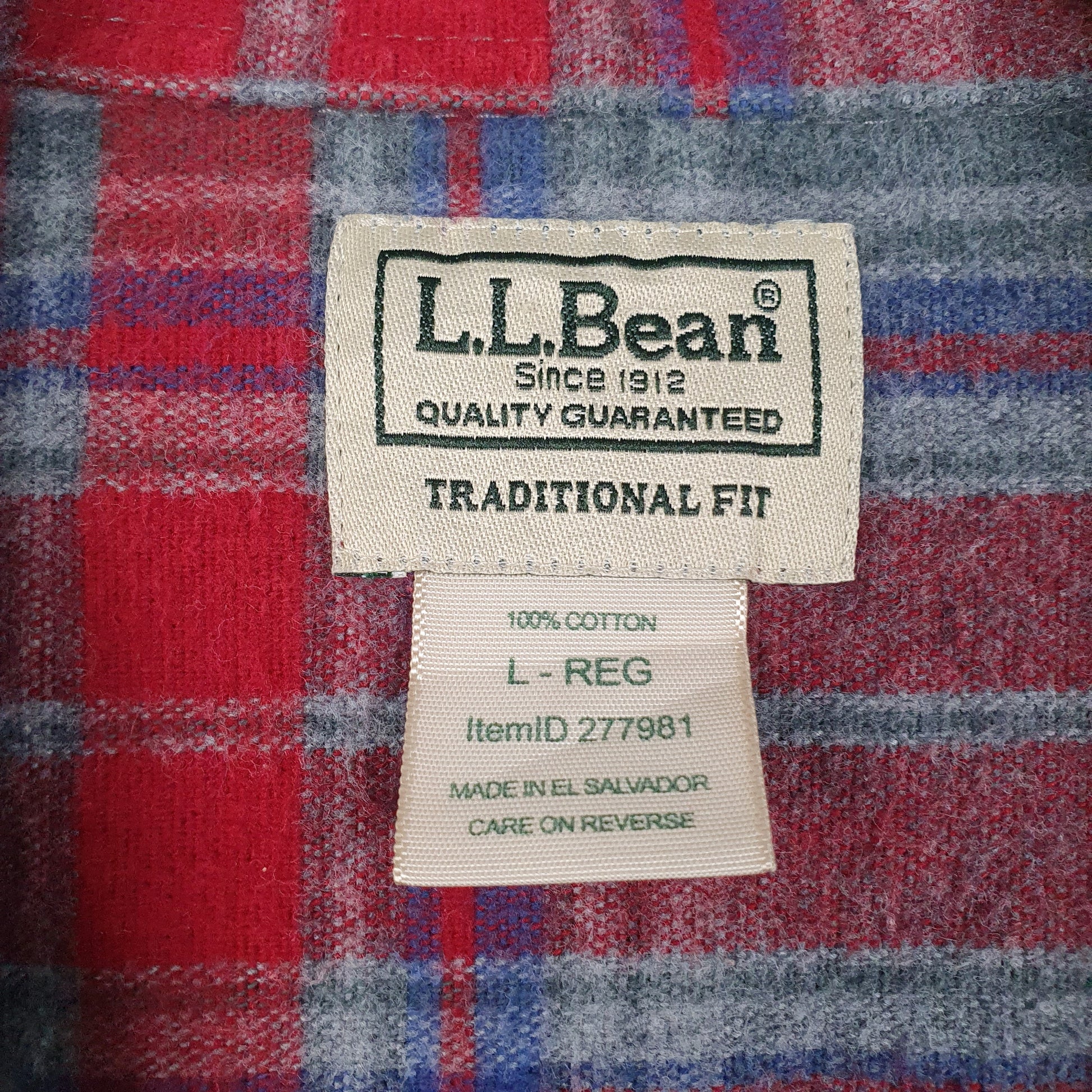 Mens Grey L.L.Bean Flannel  Shirt