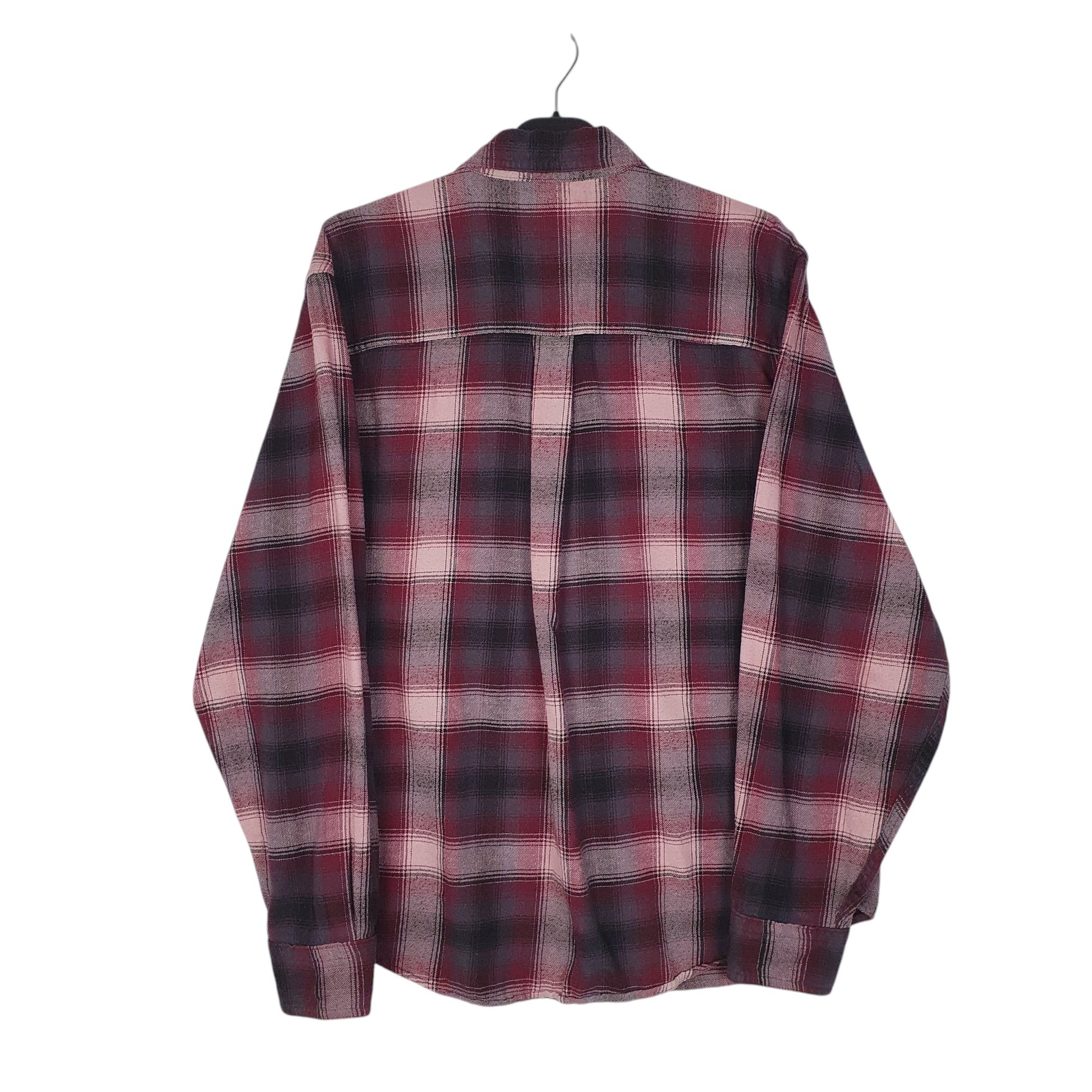 Mens Burgundy Woolrich Thick Flannel Plaid  Shirt