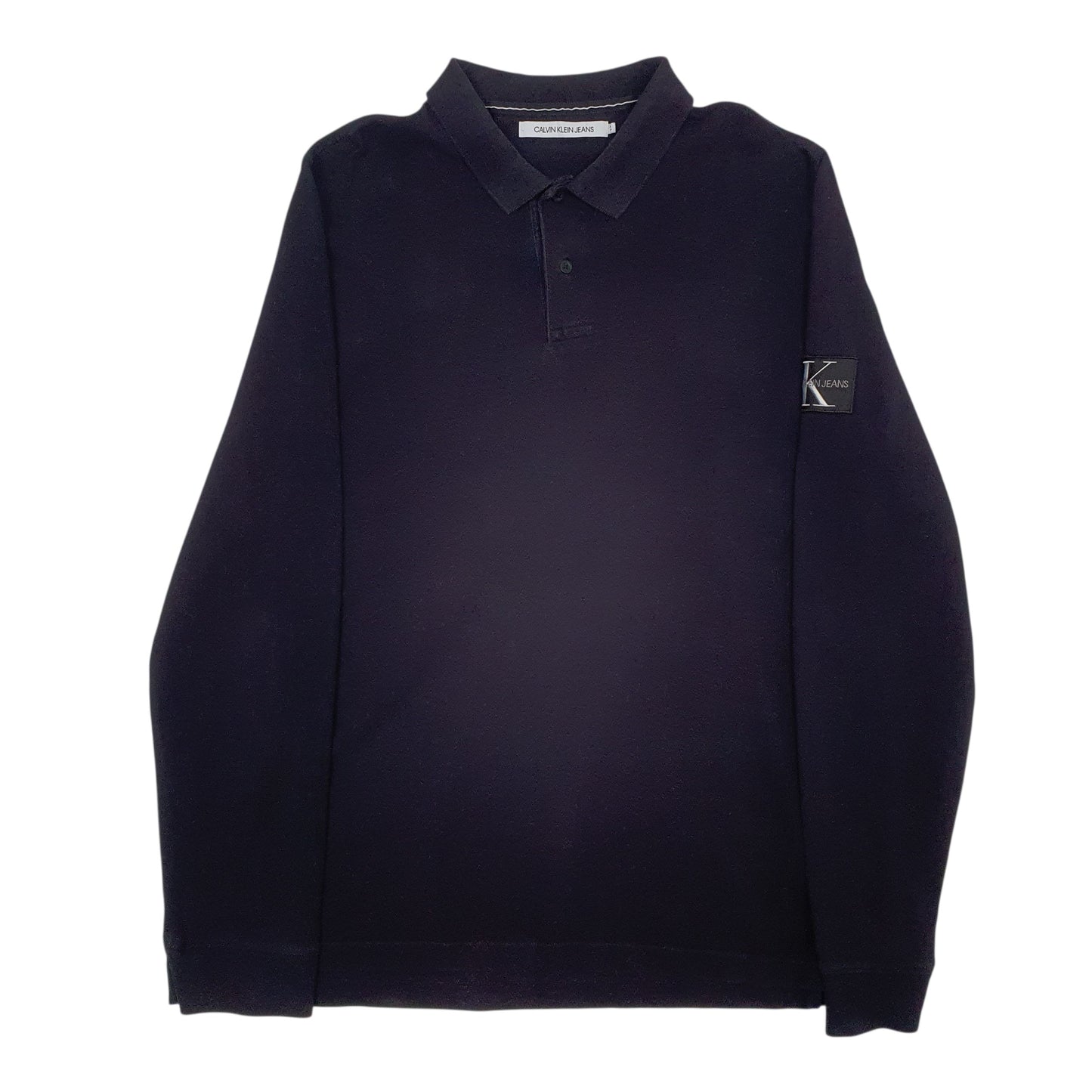 Mens Black Calvin Klien Jeans  Long Sleeve Polo Shirt