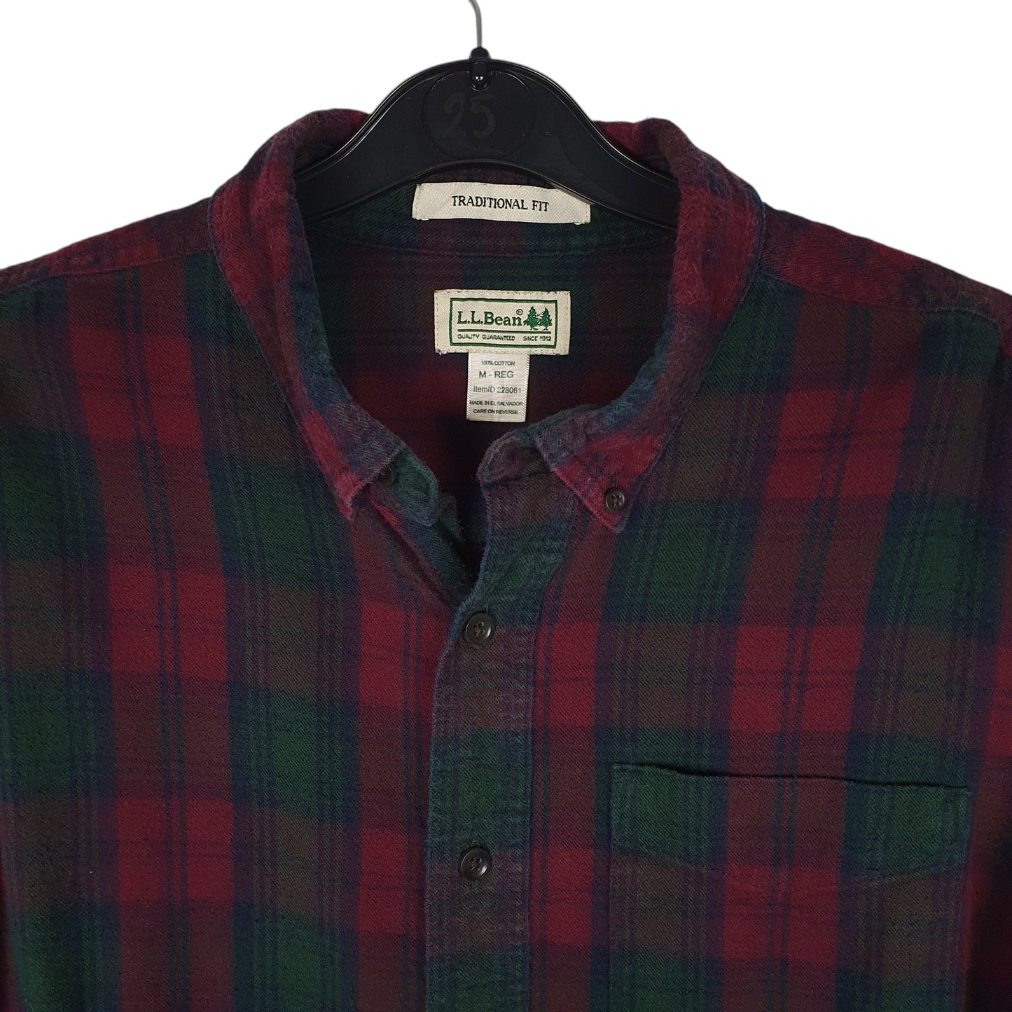 Mens Burgundy L.L.Bean Thick Flannel Plaid  Shirt