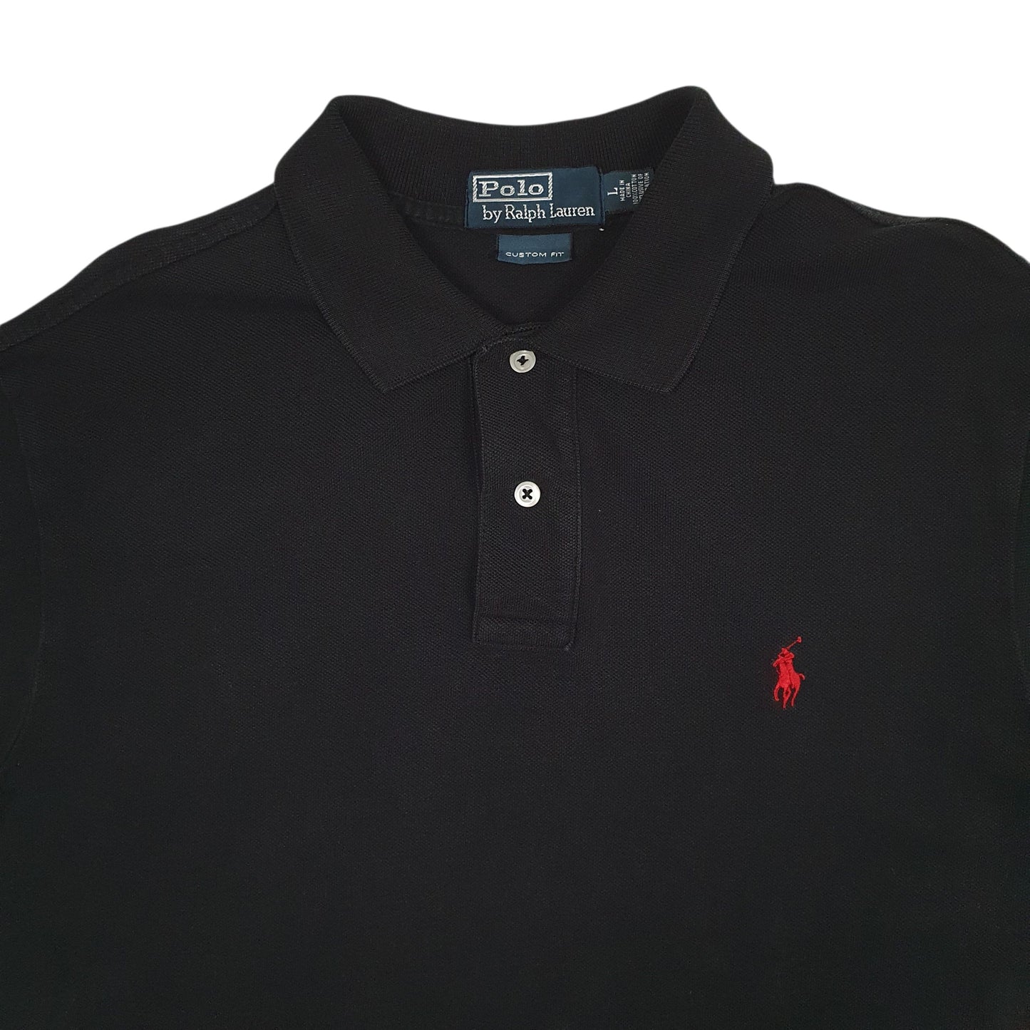 Mens Black Polo Ralph Lauren Custom Fit  Polo Shirt