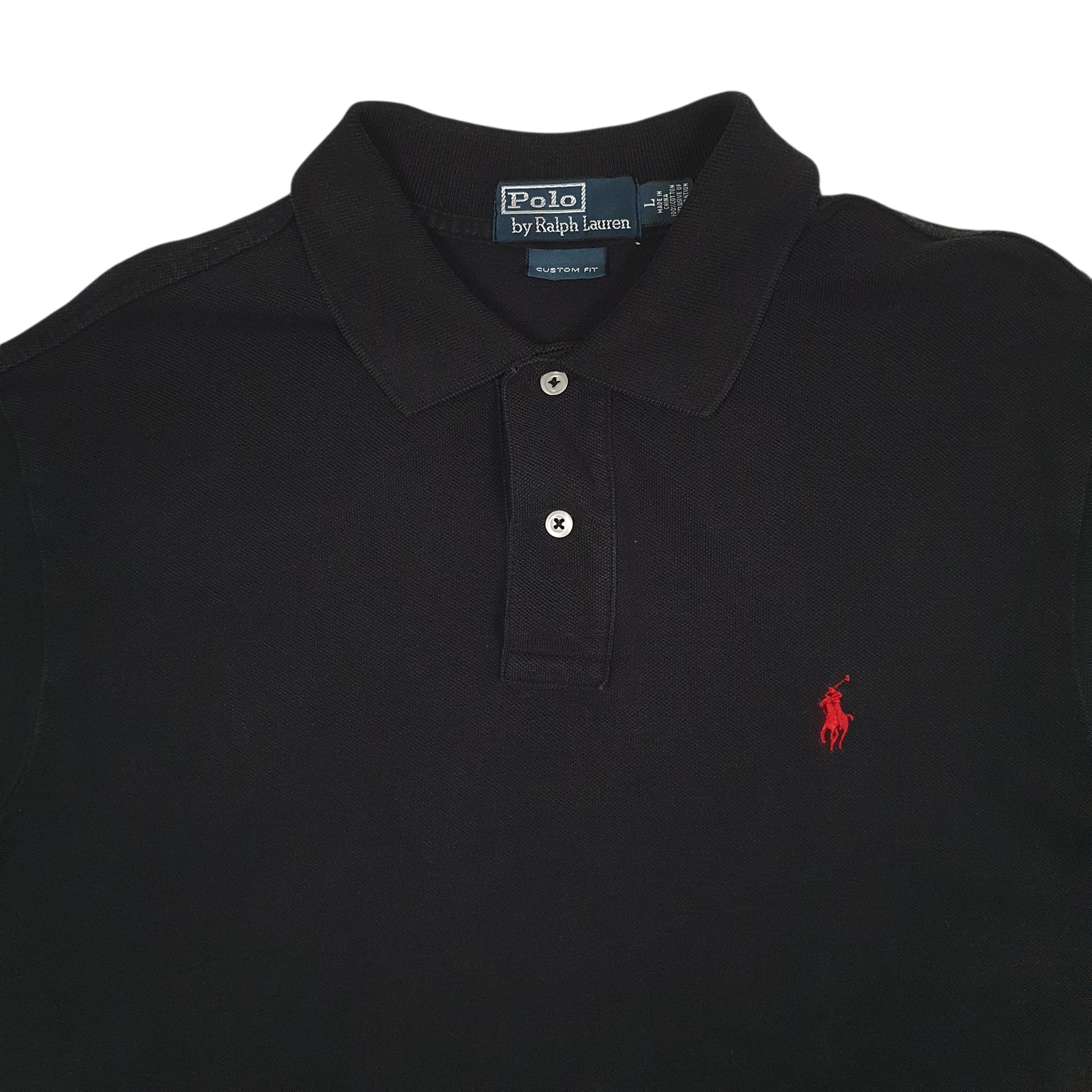 Mens Black Polo Ralph Lauren Custom Fit  Polo Shirt
