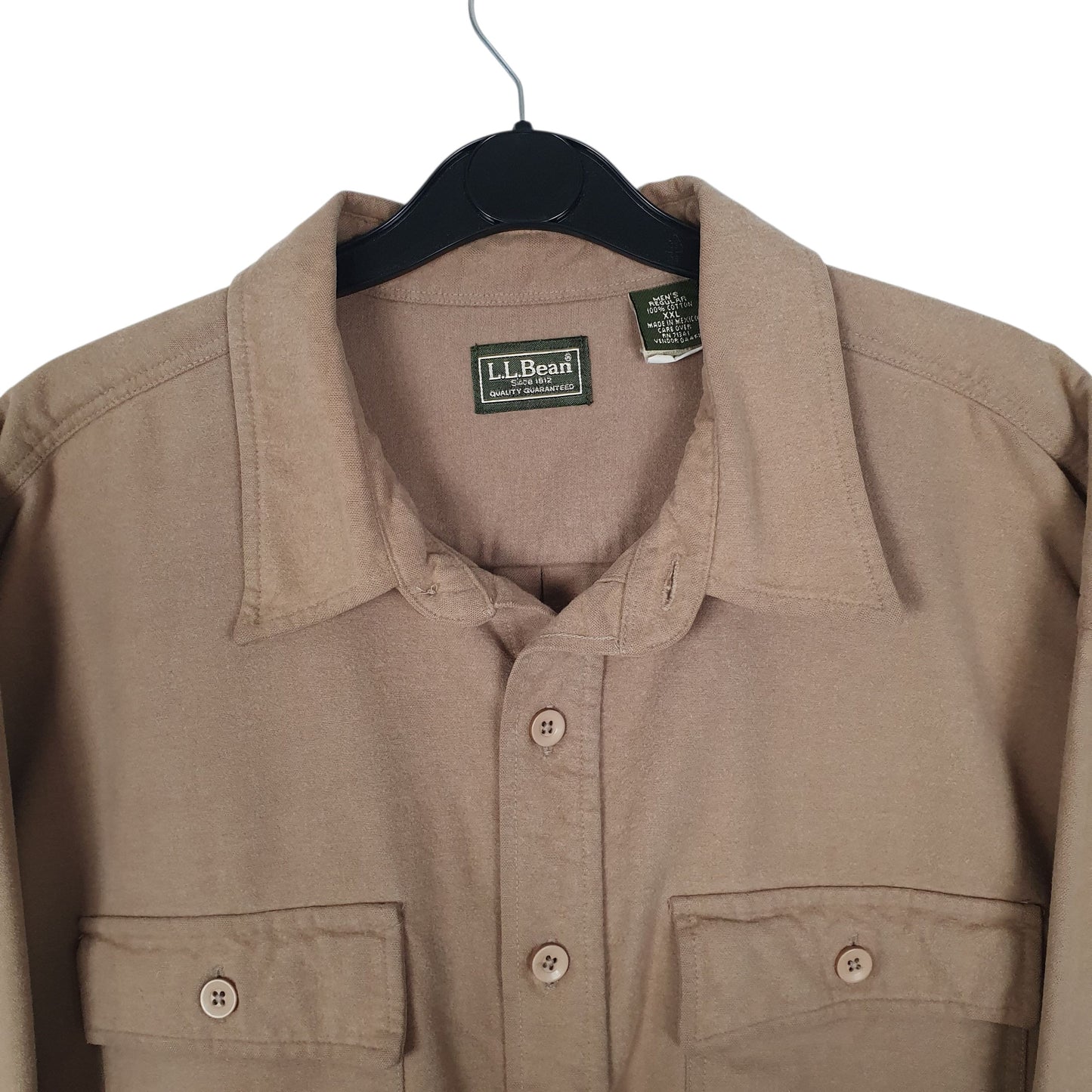 Mens Beige L.L.Bean Thick Chamois  Shirt