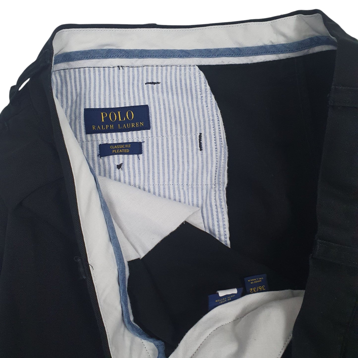 Mens Black Polo Ralph Lauren Classic Fit Double Pleated  Trousers