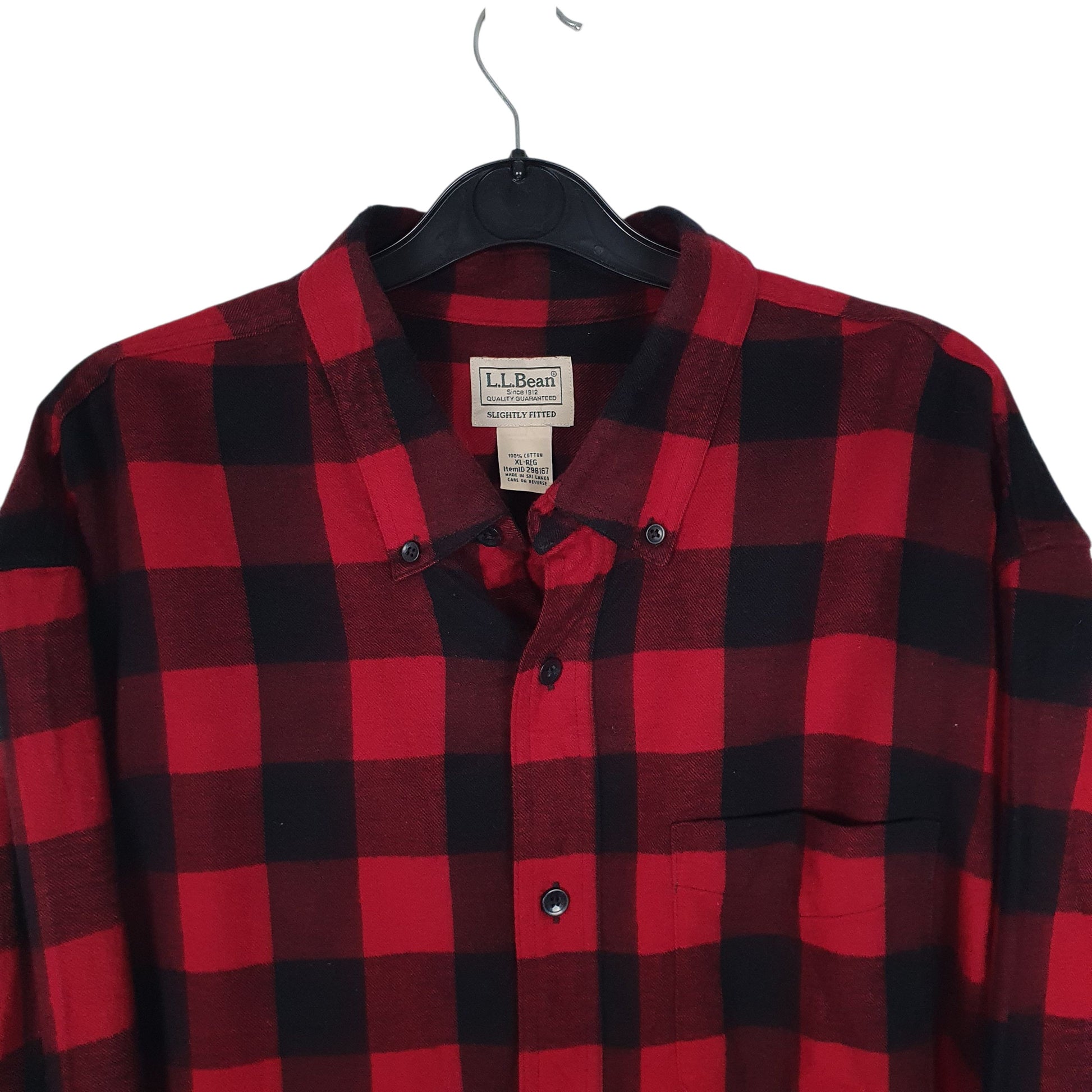Mens Red L.L.Bean Thick Flannel  Shirt