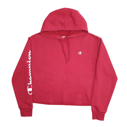 Womens Red Champion Crop Top Baggy Hoodie Jumper