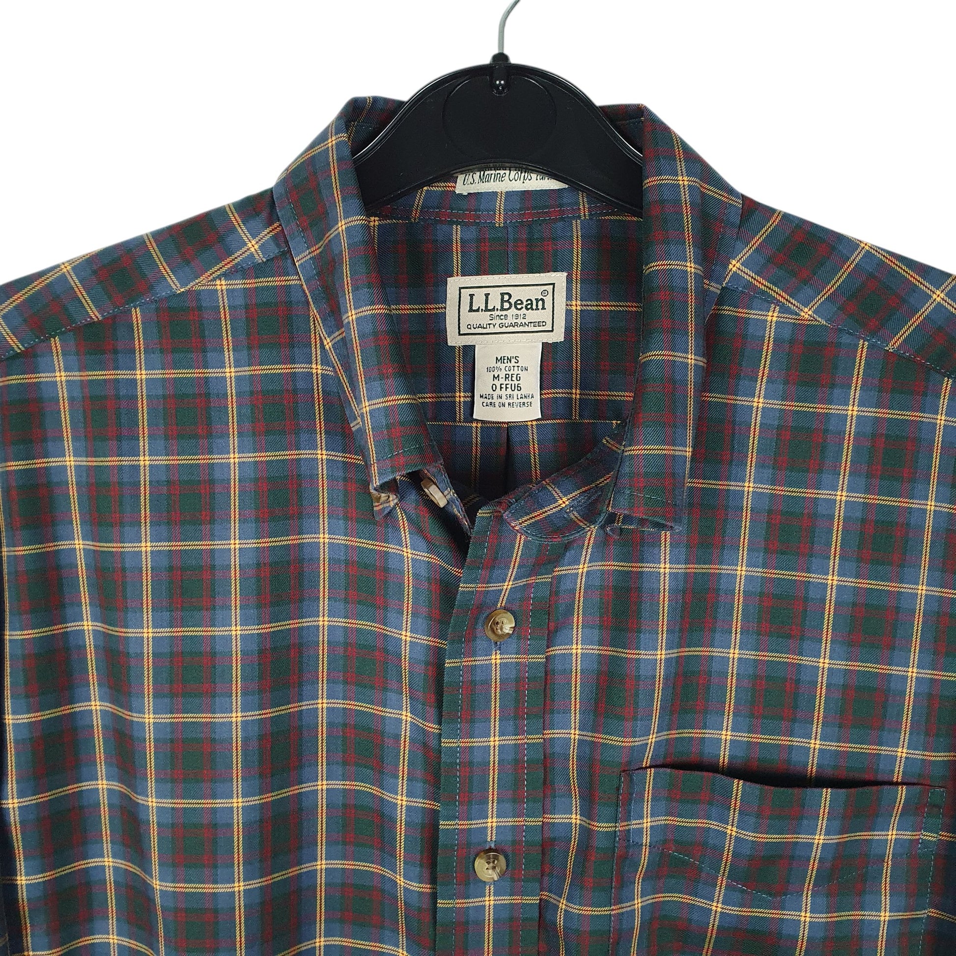 Mens Navy L.L.Bean US Marine Corps Tartan  Shirt