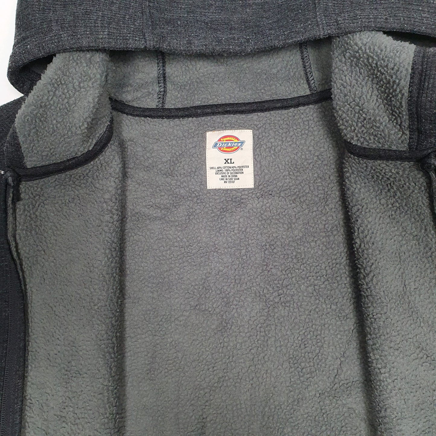 Mens Grey Dickies Hoodie Fleece Full Zip Jumper