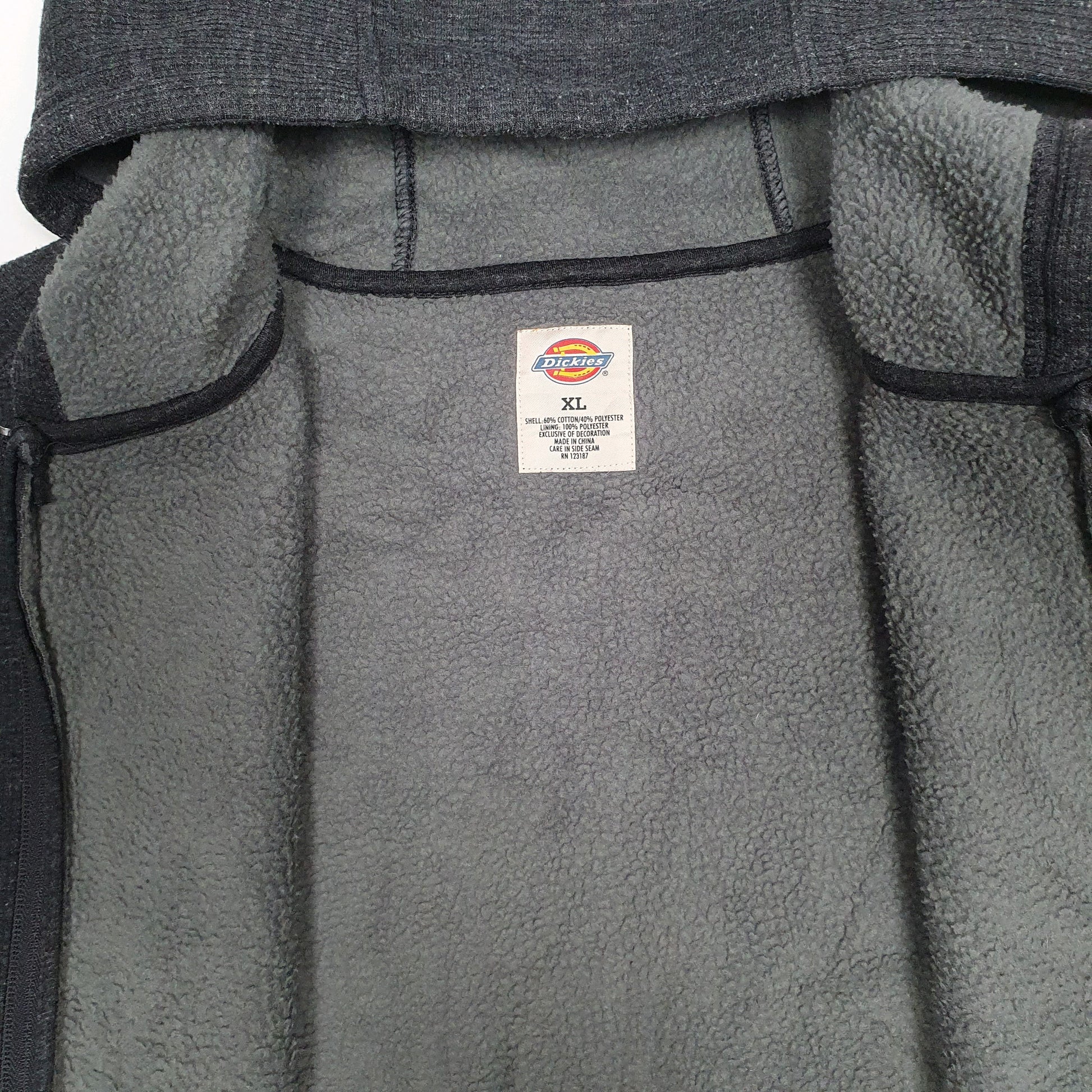 Mens Grey Dickies Hoodie Fleece Full Zip Jumper