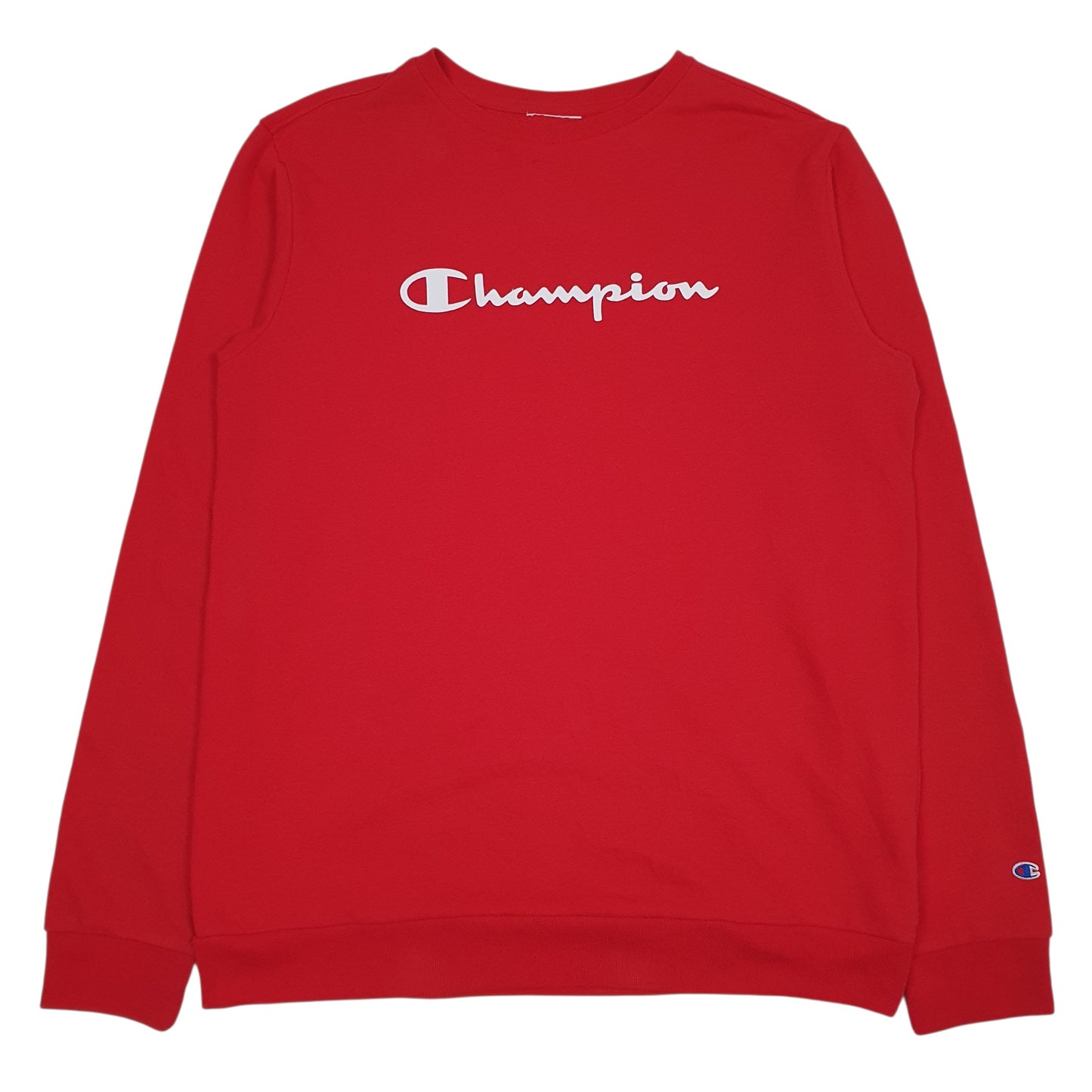 Mens Red Champion Spellout Lightweight Crewneck Jumper