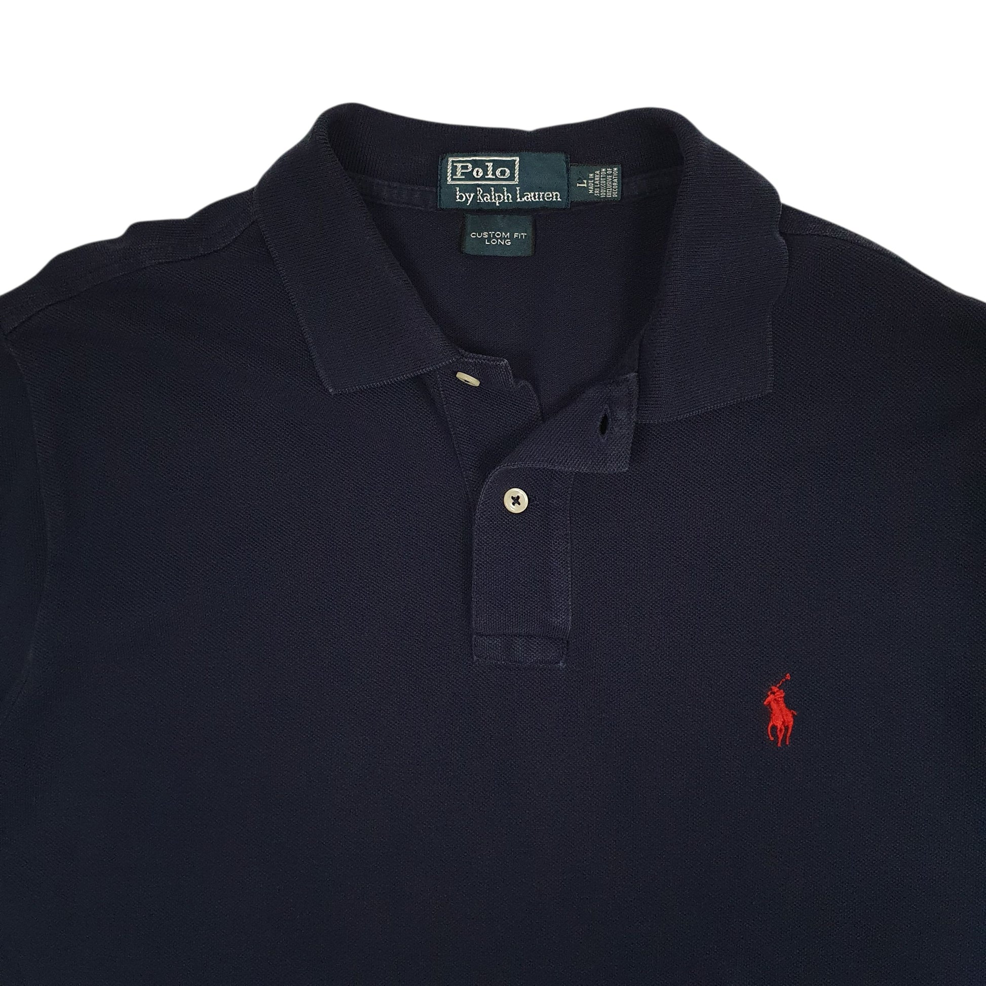 Mens Navy Polo Ralph Lauren Custom Fit Long  Polo Shirt