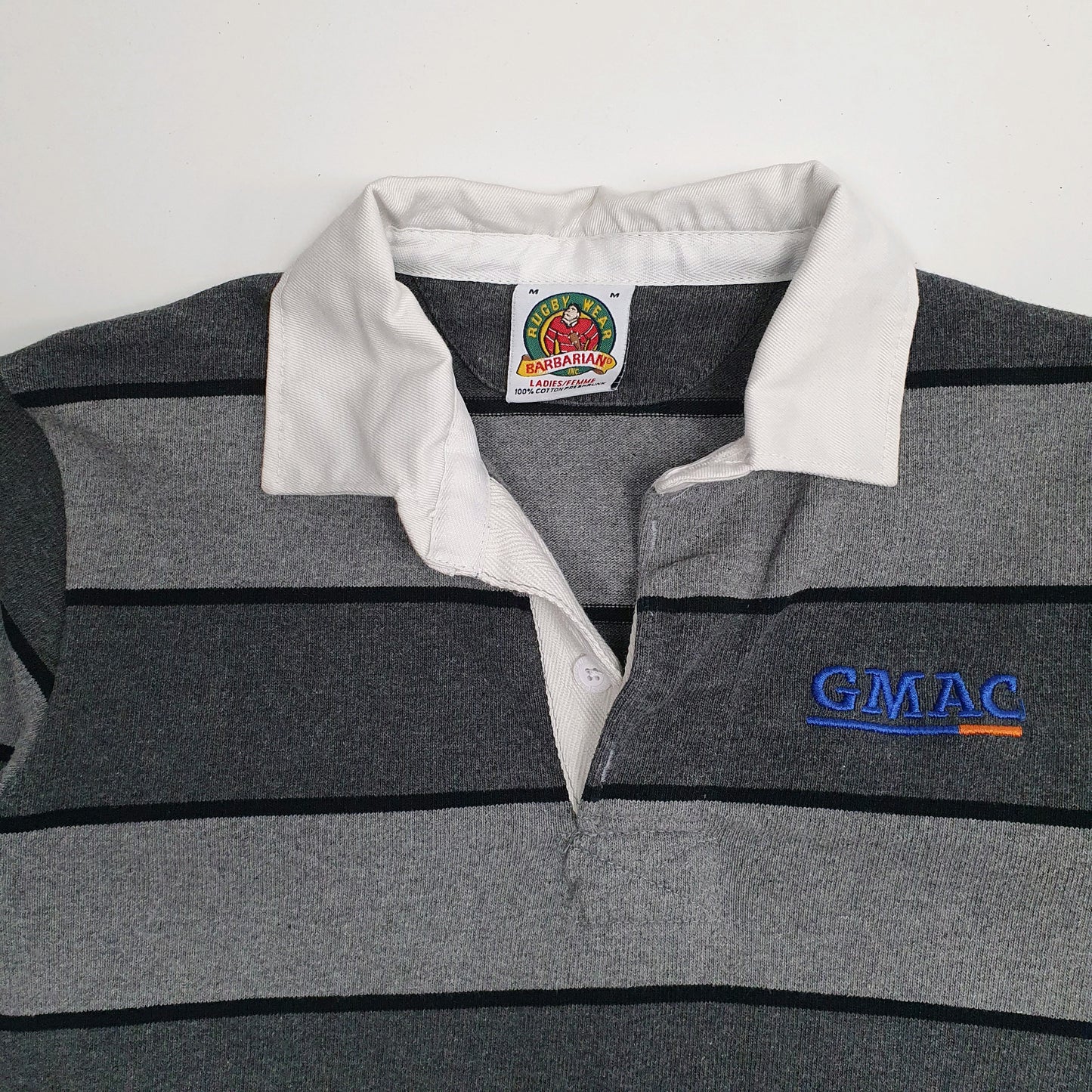 Womens Grey Barbarian Rugby Hoodie Polo Shirt