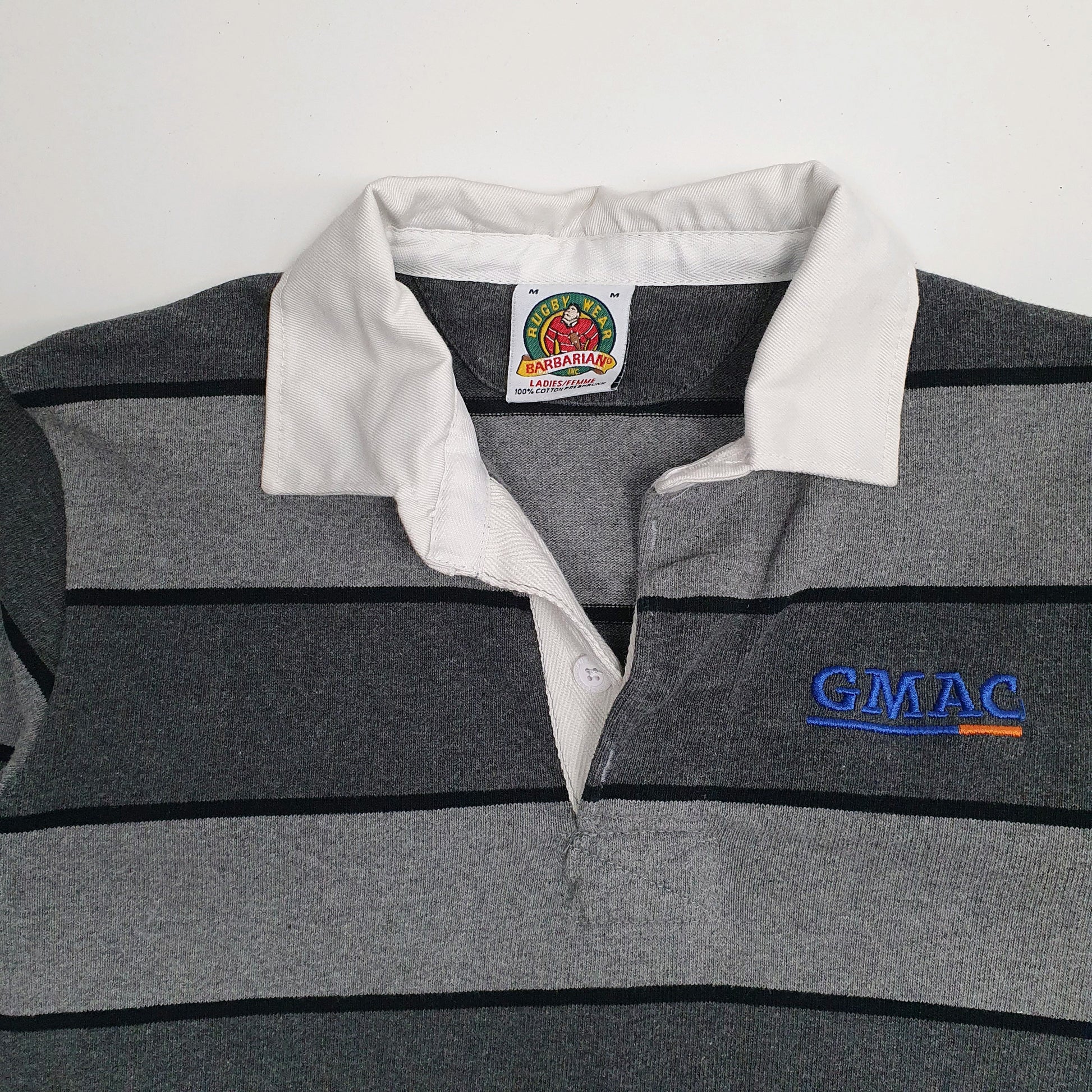 Womens Grey Barbarian Rugby Hoodie Polo Shirt