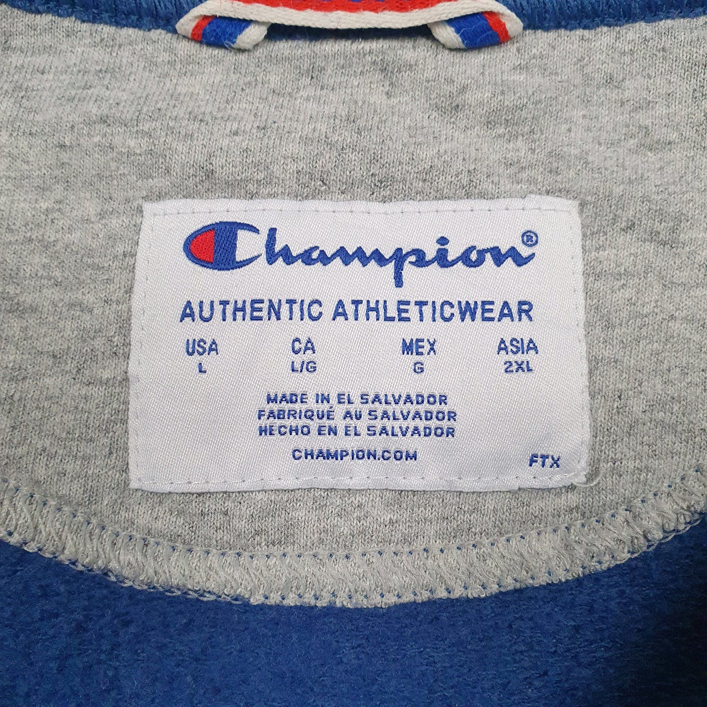 Mens Blue Champion Spellout Crewneck Jumper