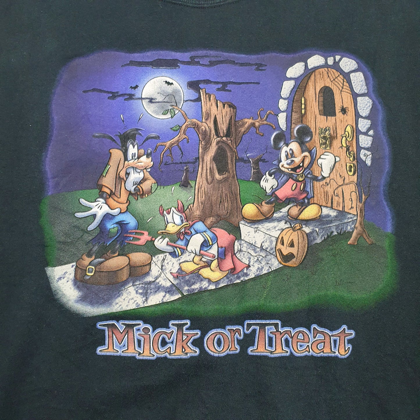 Mens Black Disney Vintage 90s Halloween Crewneck Jumper