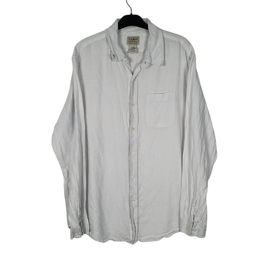Mens White L.L.Bean  Long Sleeve Shirt