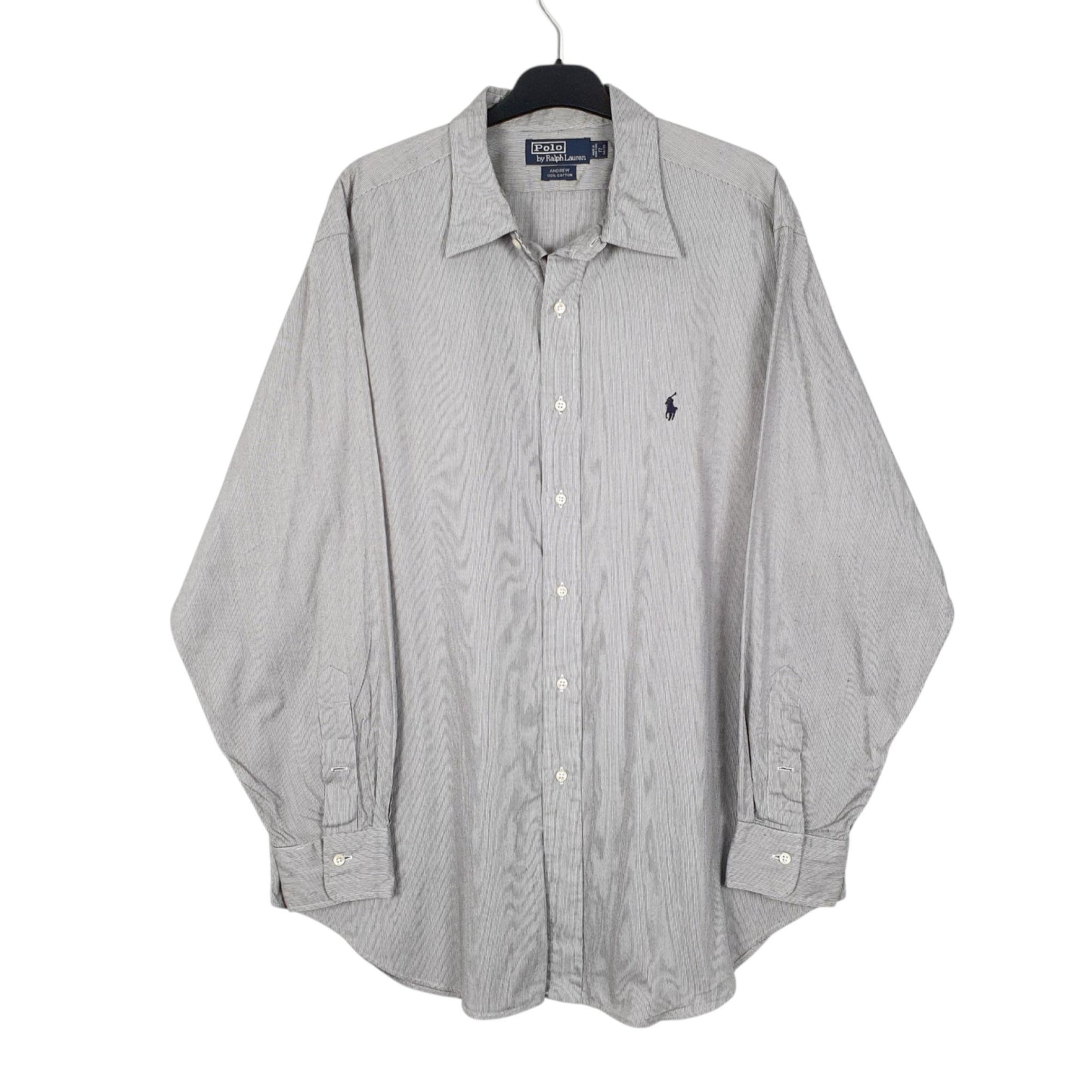 Mens Grey Polo Ralph Lauren Andrew Vintage 90s Long Sleeve Shirt