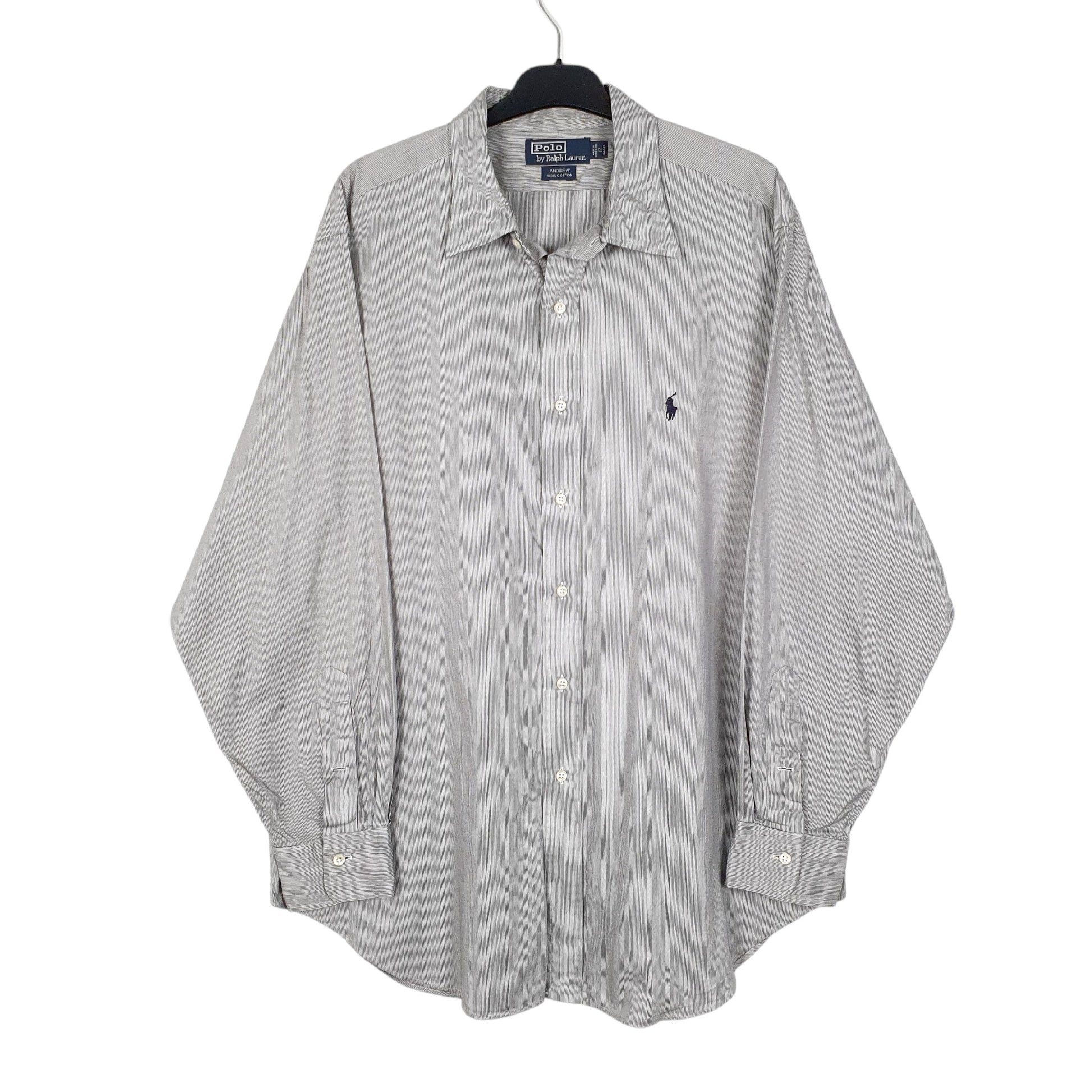 Mens Grey Polo Ralph Lauren Andrew Vintage 90s Long Sleeve Shirt