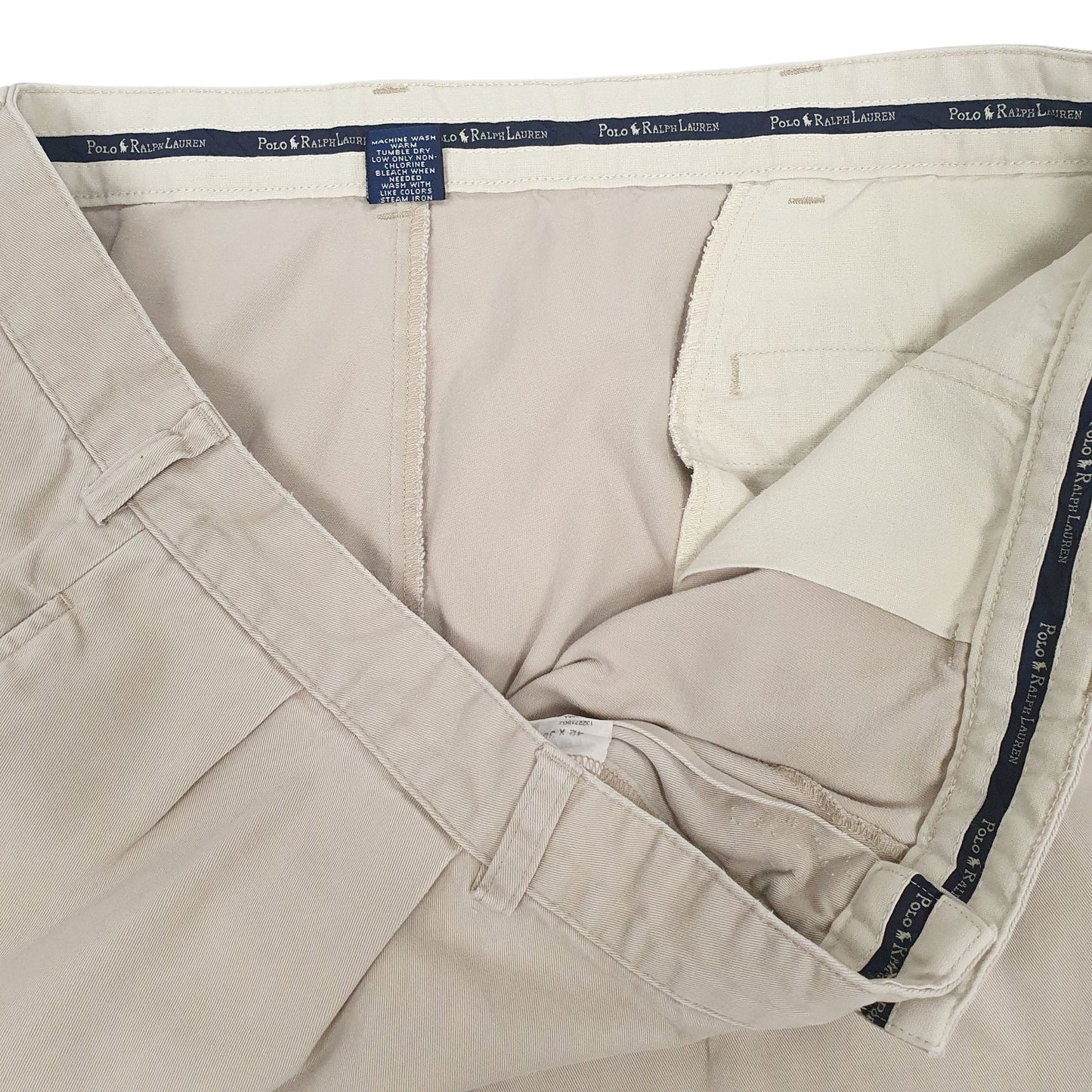 Mens Beige Polo Ralph Lauren Andrew Pant Pleated 90s  Trousers