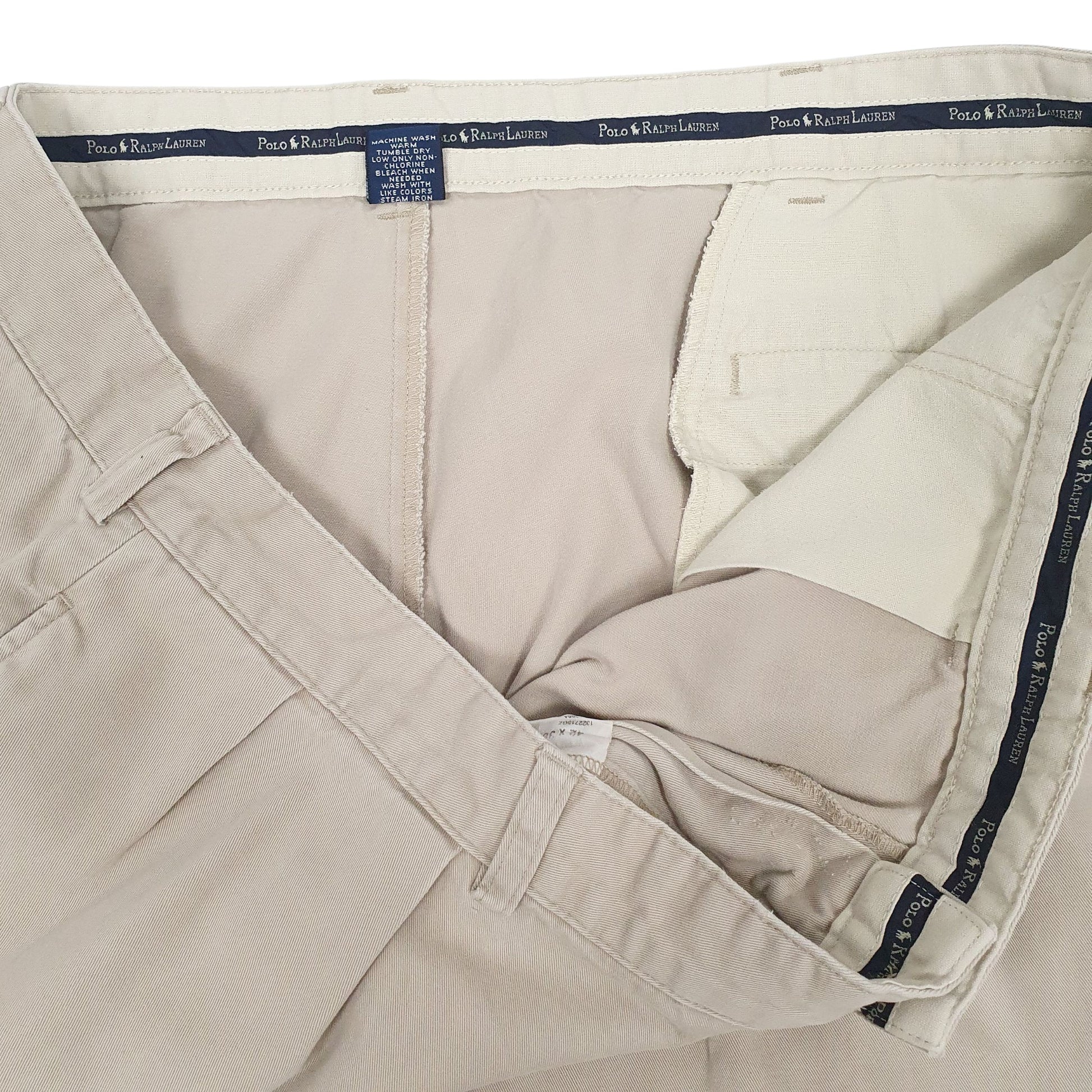 Mens Beige Polo Ralph Lauren Andrew Pant Pleated 90s  Trousers