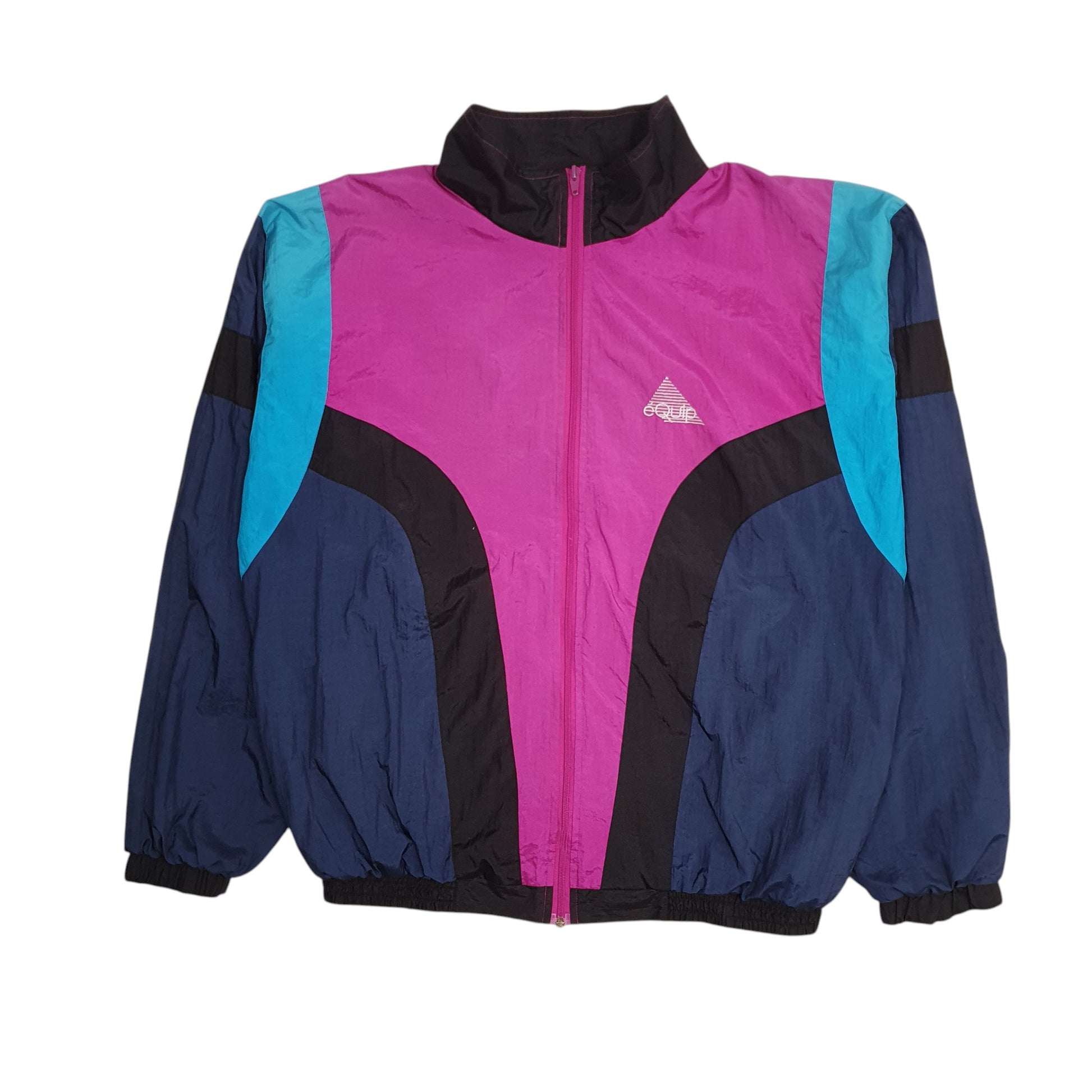 Mens Navy Equipe Vintage 90s Funky Quarter Zip Coat