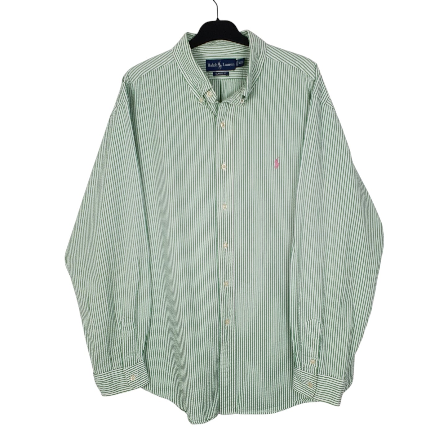Mens Green Ralph Lauren Seersucker Long Sleeve Shirt