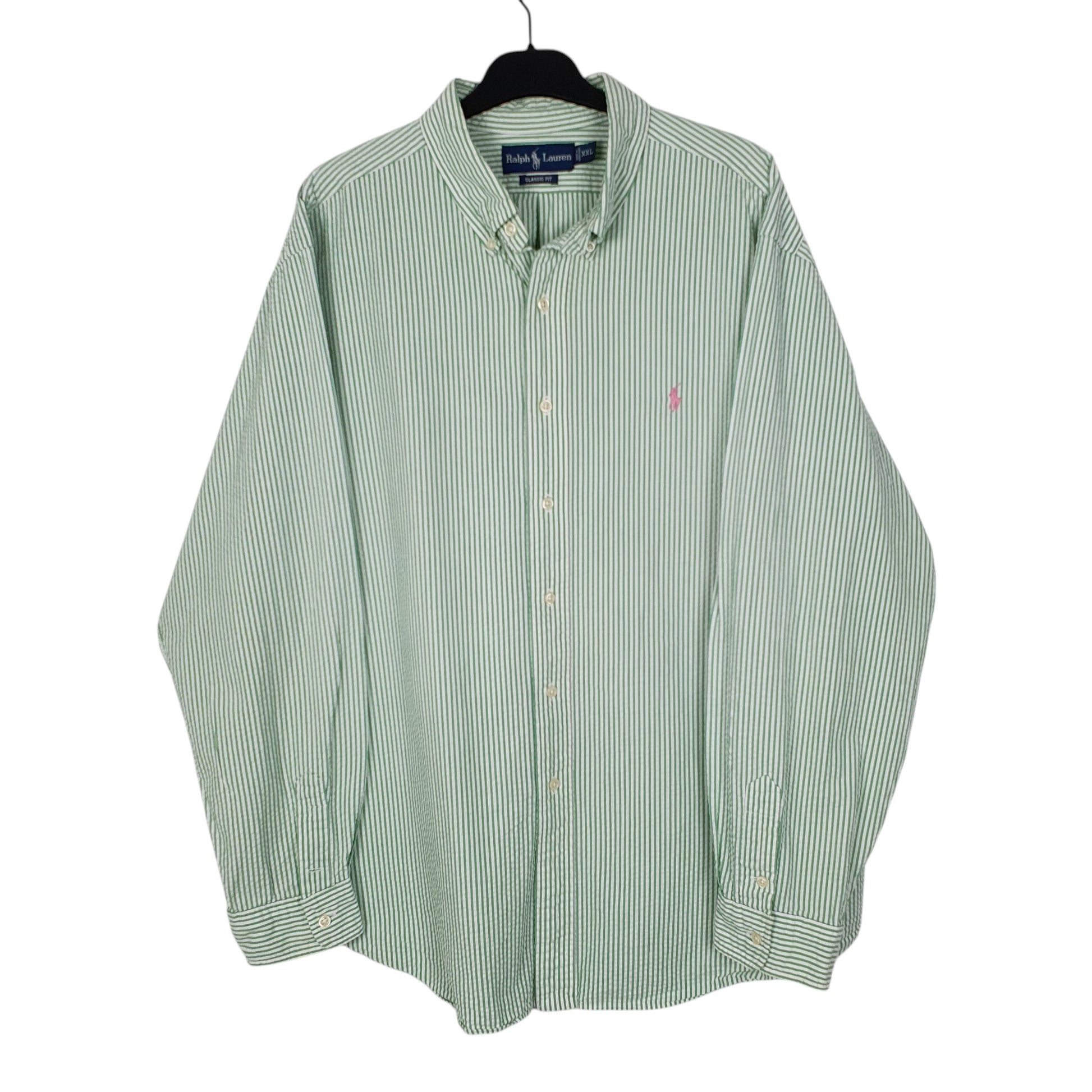 Mens Green Ralph Lauren Seersucker Long Sleeve Shirt