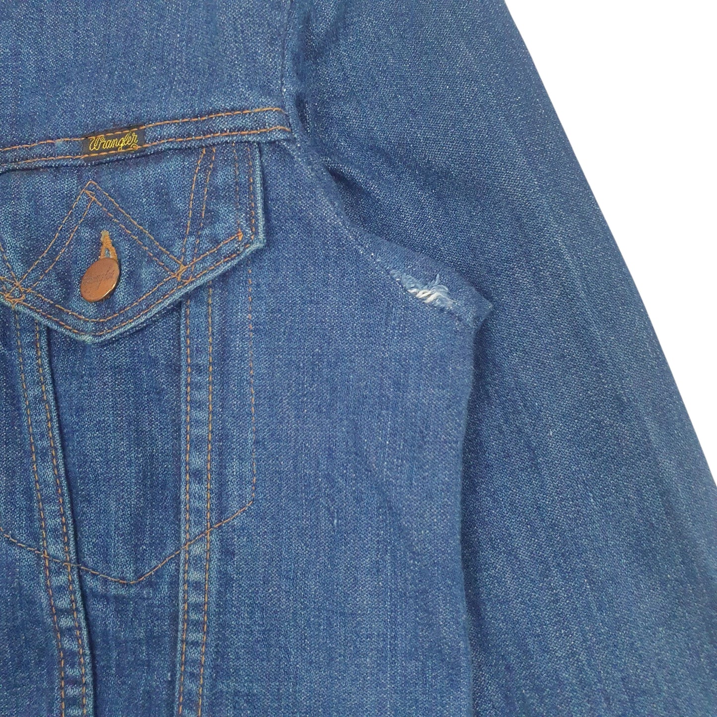 Mens Blue Wrangler Vintage Made In USA Trucker  Coat