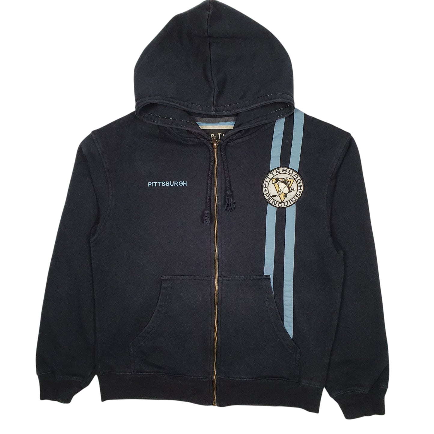 Mens Navy Old Time Hockey Hoodie Pittsburgh Penguins NHL Hockey Full Zip Jumper