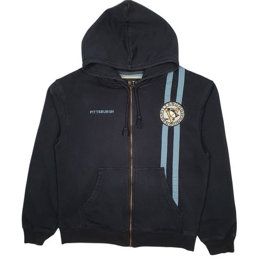 Mens Navy Old Time Hockey Hoodie Pittsburgh Penguins NHL Hockey Full Zip Jumper