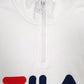 Mens White Fila Spellout Quarter Zip Jumper