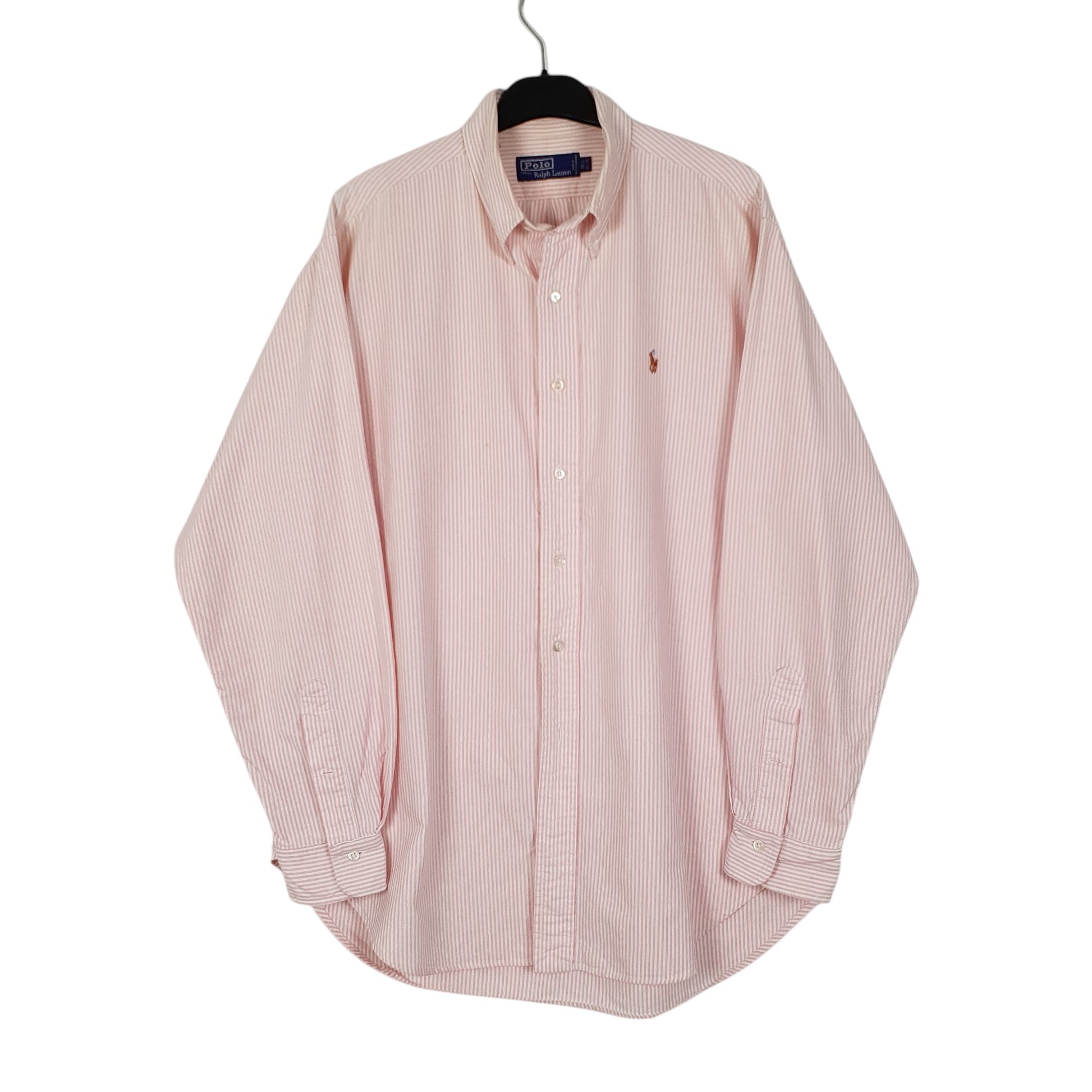 Mens Pink Polo Ralph Lauren Vintage 90s Long Sleeve Shirt