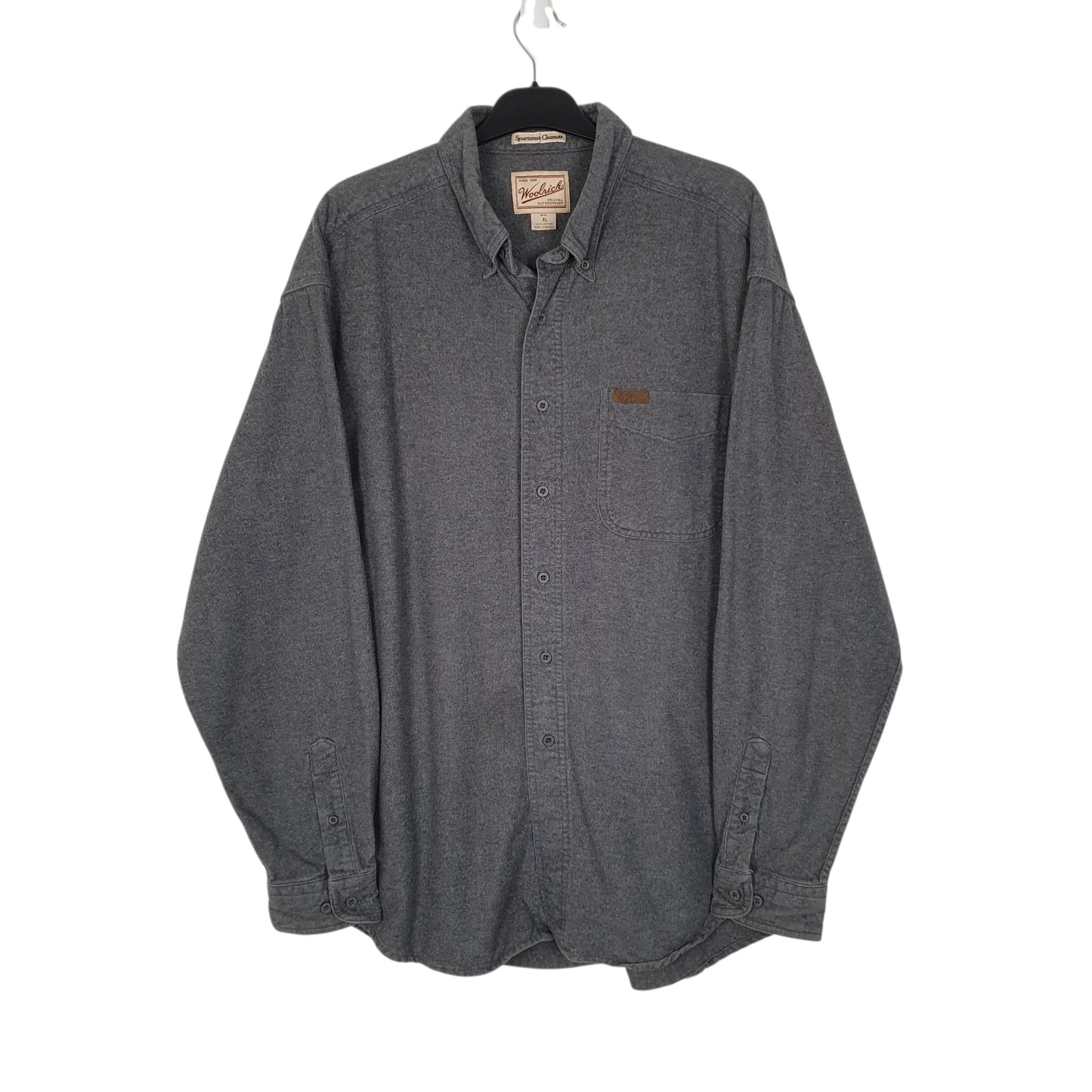 Mens Grey Woolrich Sportsman Chamois Long Sleeve Shirt