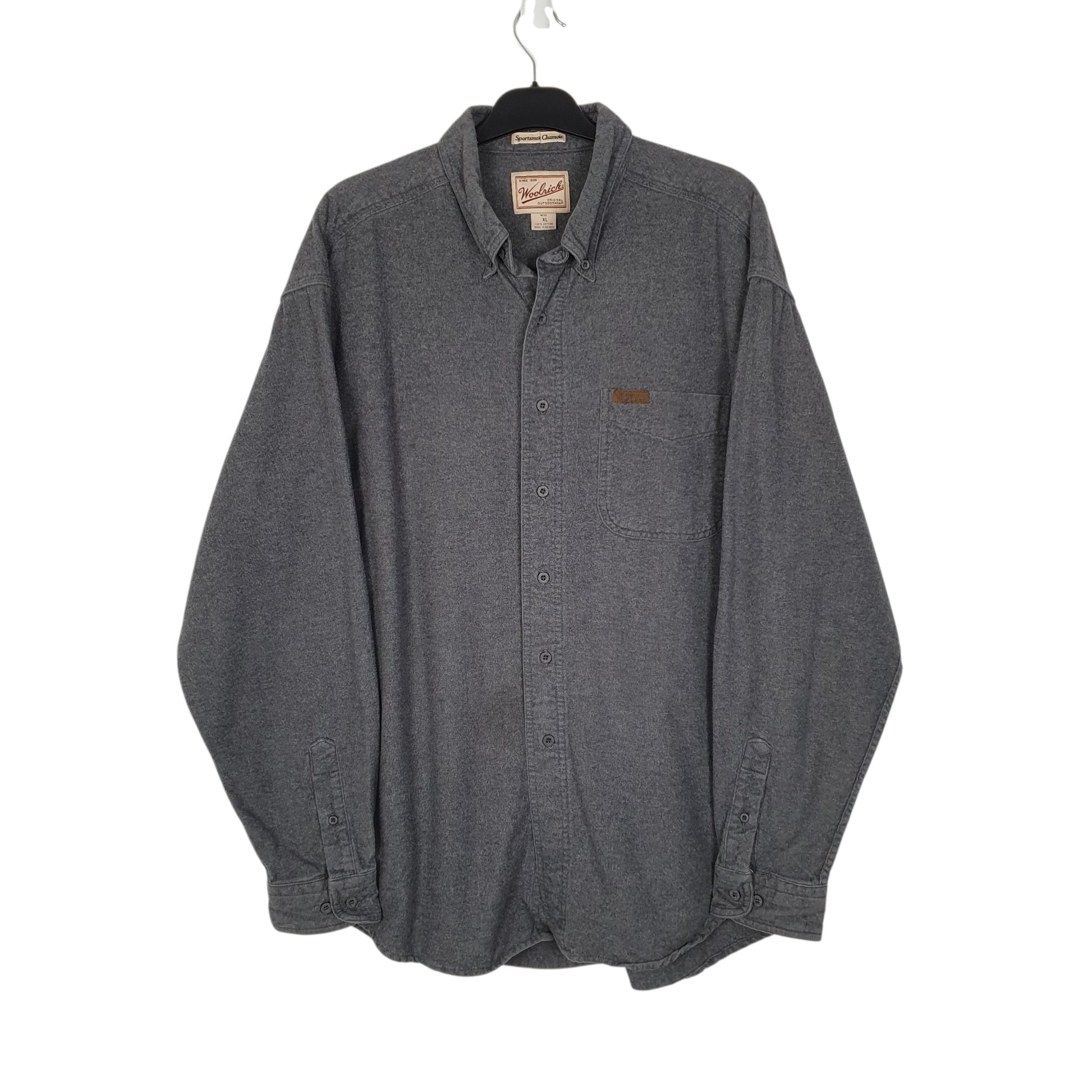 Mens Grey Woolrich Sportsman Chamois Long Sleeve Shirt