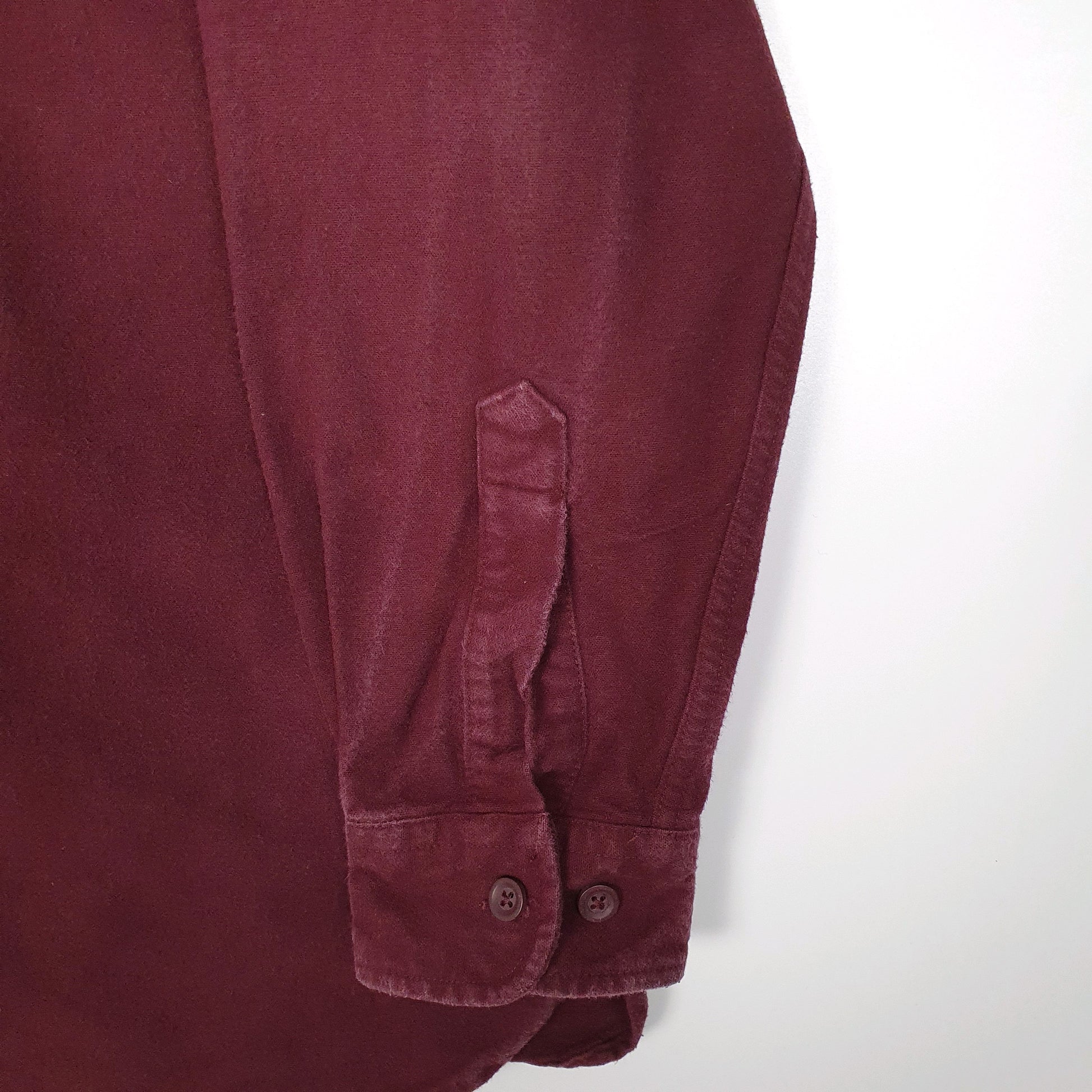Mens Burgundy L.L.Bean Thick Chamois  Shirt