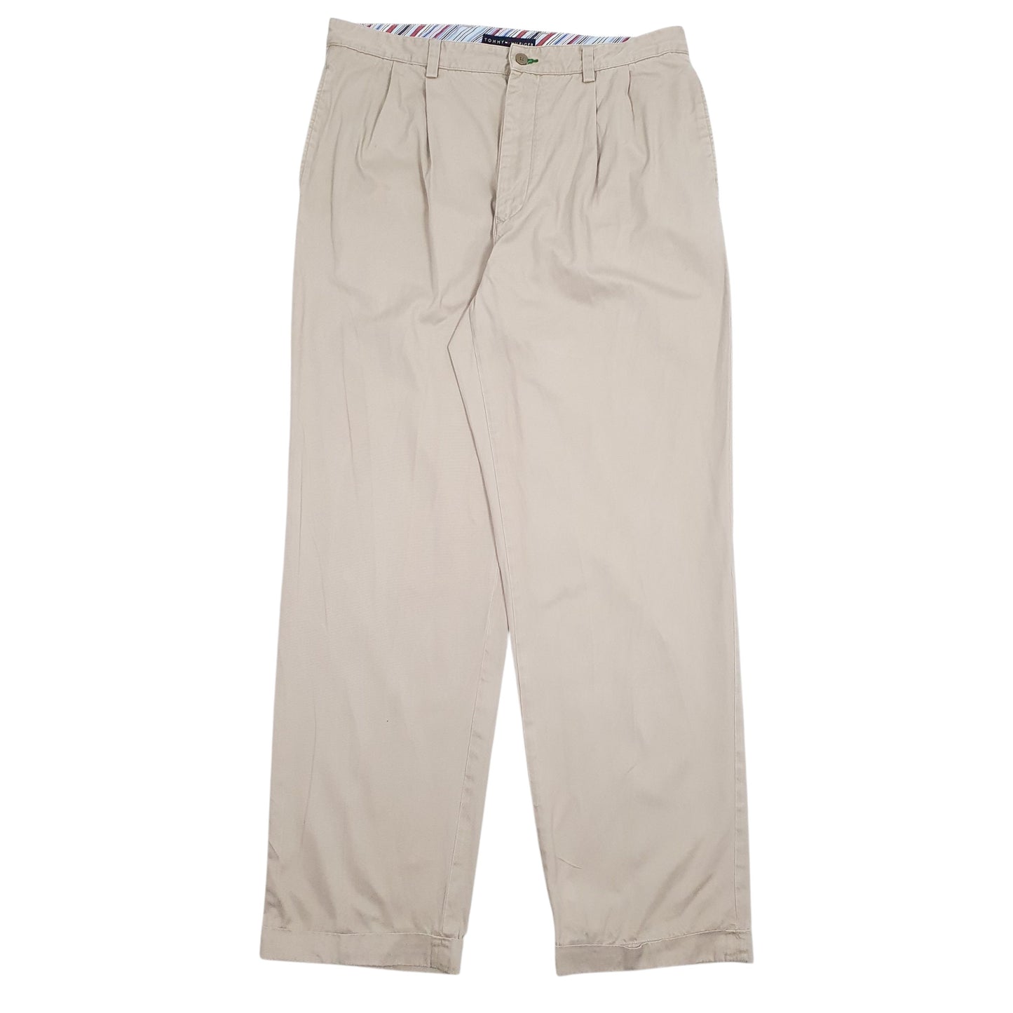 Mens Beige Tommy Hilfiger Pleated Chino Trousers