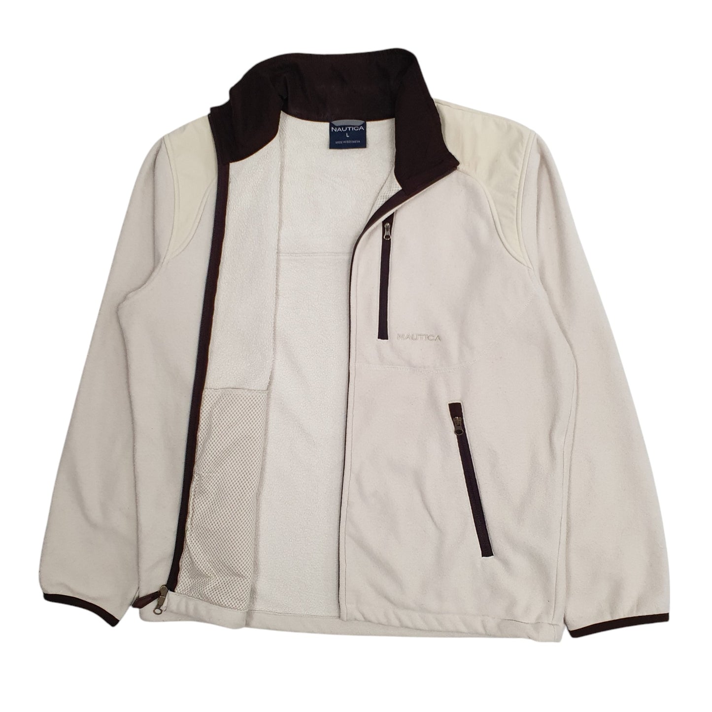 Mens Cream Nautica Jacket Full Zip Jumper