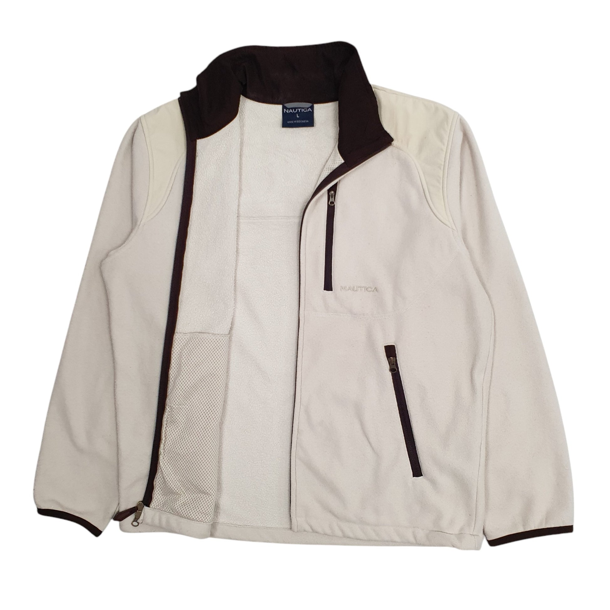 Mens Cream Nautica Jacket Full Zip Jumper