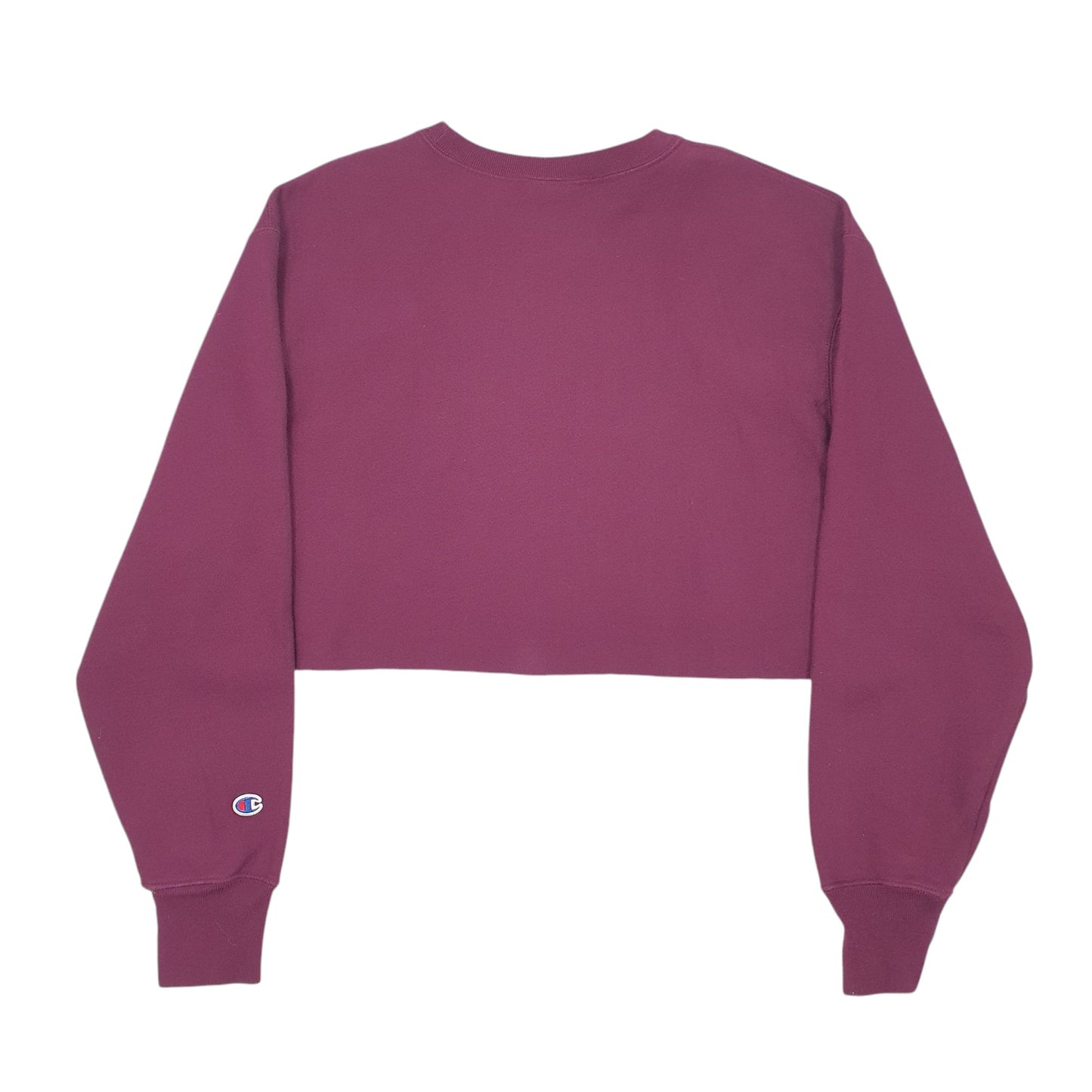 Womens Burgundy Champion Reverse Weave Croptop Crewneck Jumper