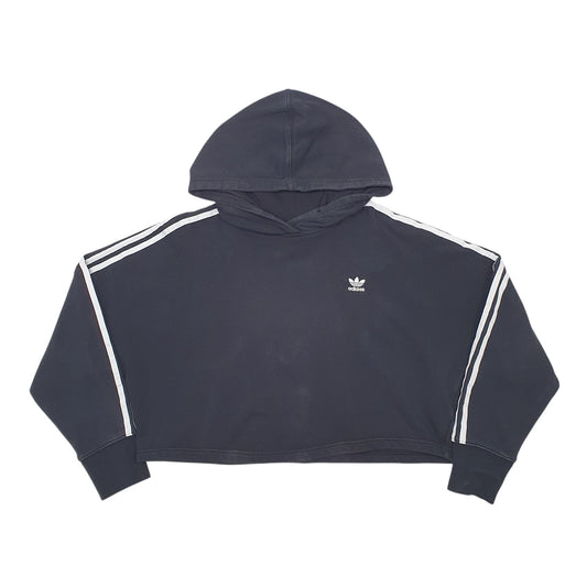Womens Black Adidas Croptop Hoodie Jumper