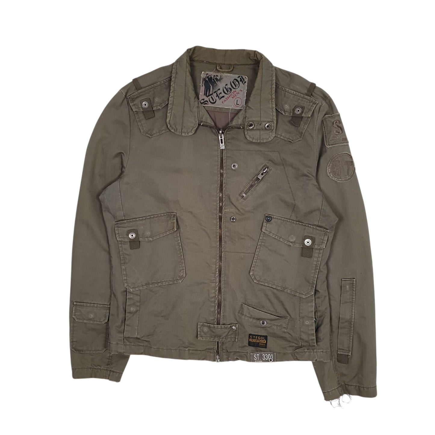 Mens Green Stegol Military Bomber  Coat