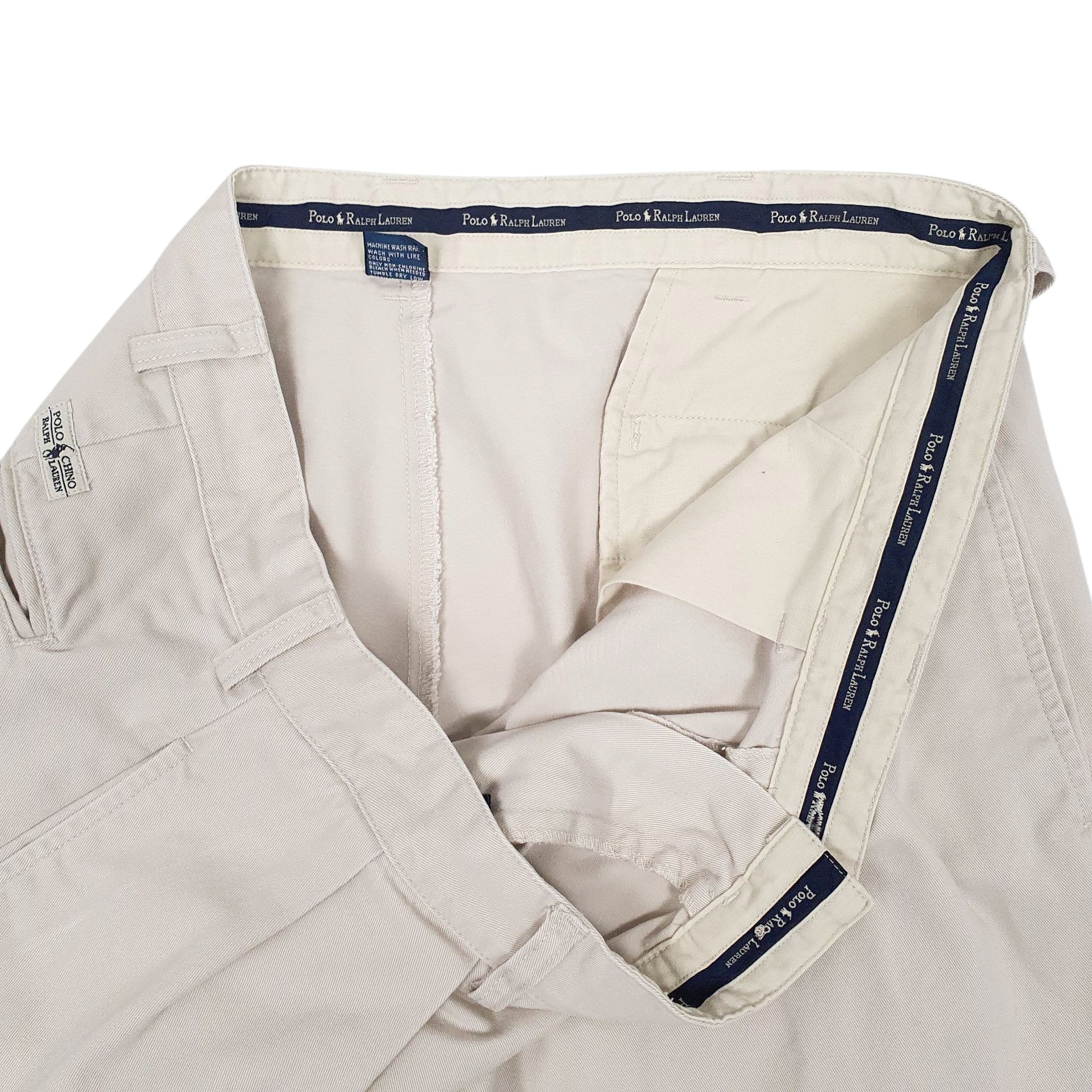 Mens Cream Polo Ralph Lauren Andrew Pant Pleated 90s  Trousers
