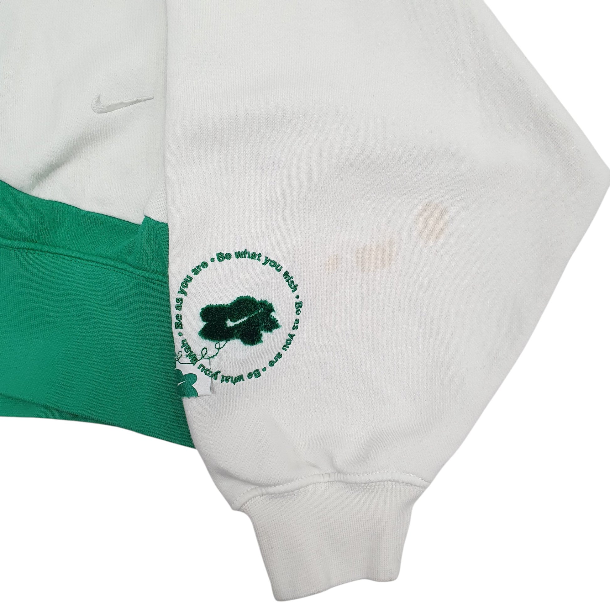 Womens Green Nike Reworked Crop Top Baggy Loose Crewneck Jumper