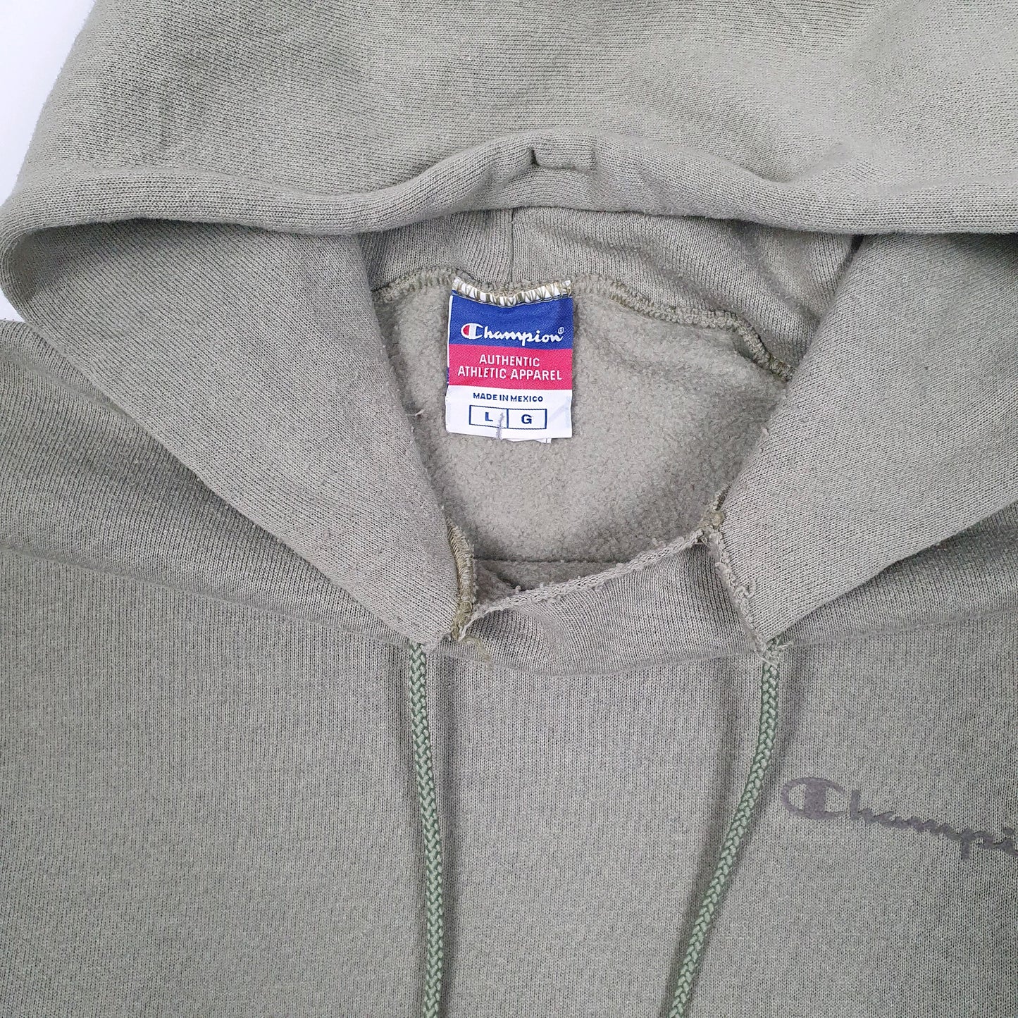 Mens Green Champion Vintage 00s Hoodie Jumper