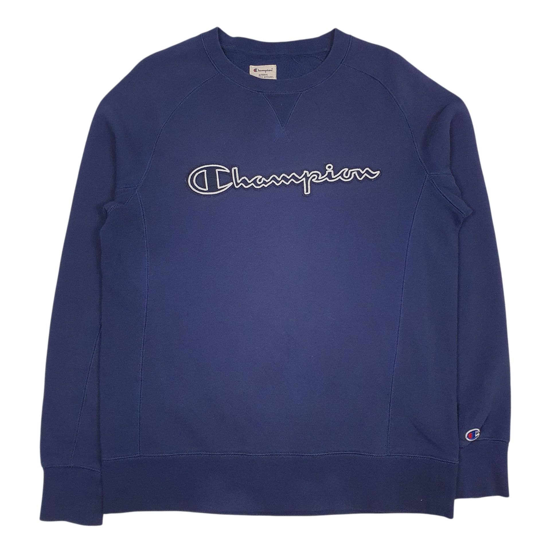 Mens Navy Champion Spellout Crewneck Jumper