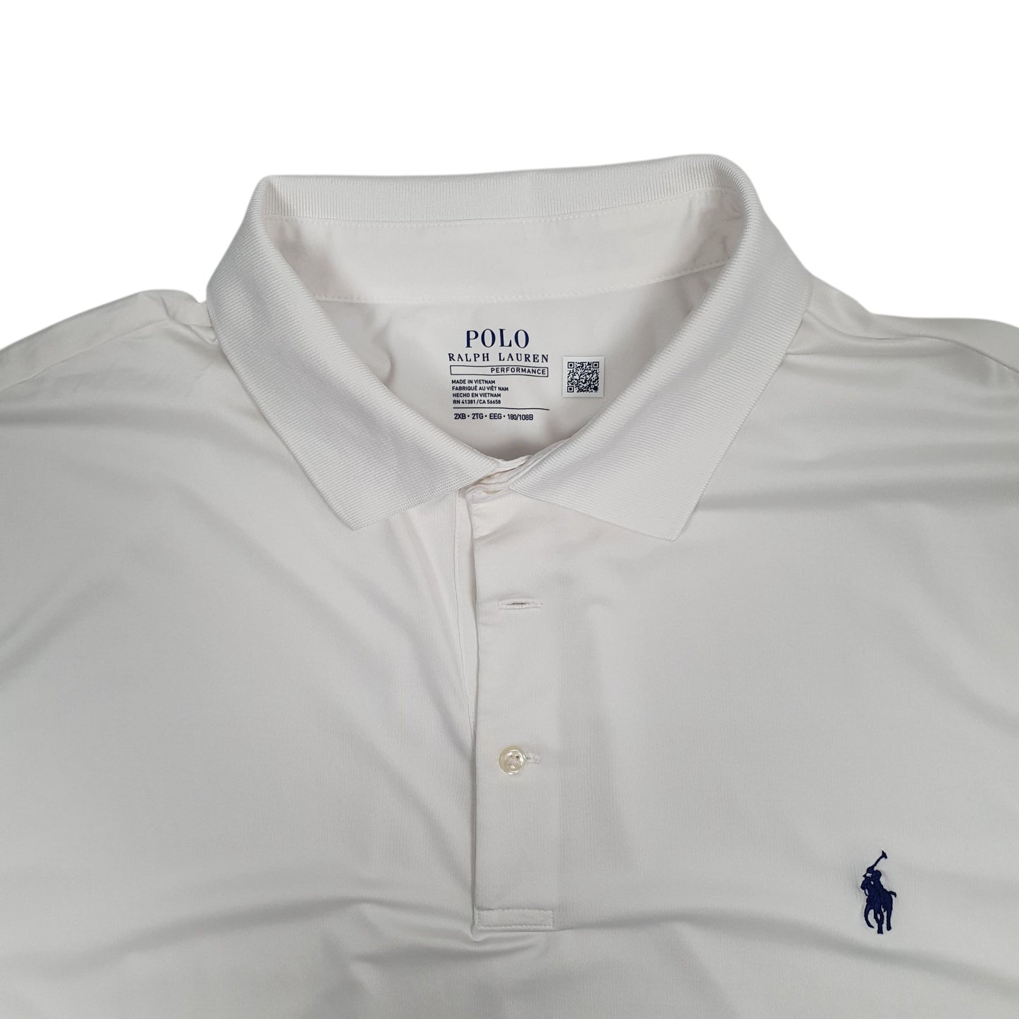 Mens White Polo Ralph Lauren Performance Full Zip Polo Shirt